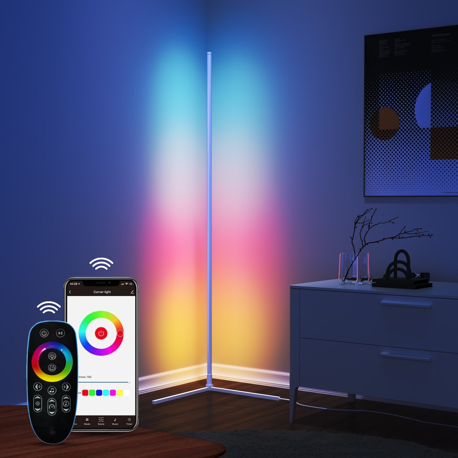 Besty Home Smart RGBW Corner Floor Lamp