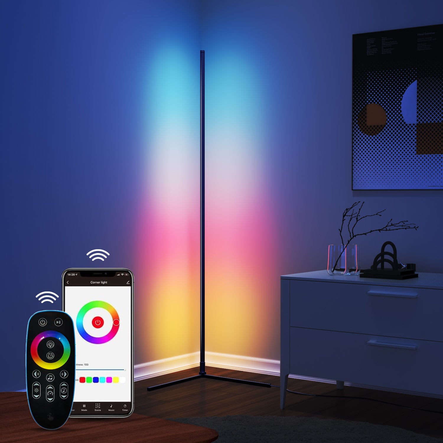 Besty Home Smart RGBW Corner Floor Lamp