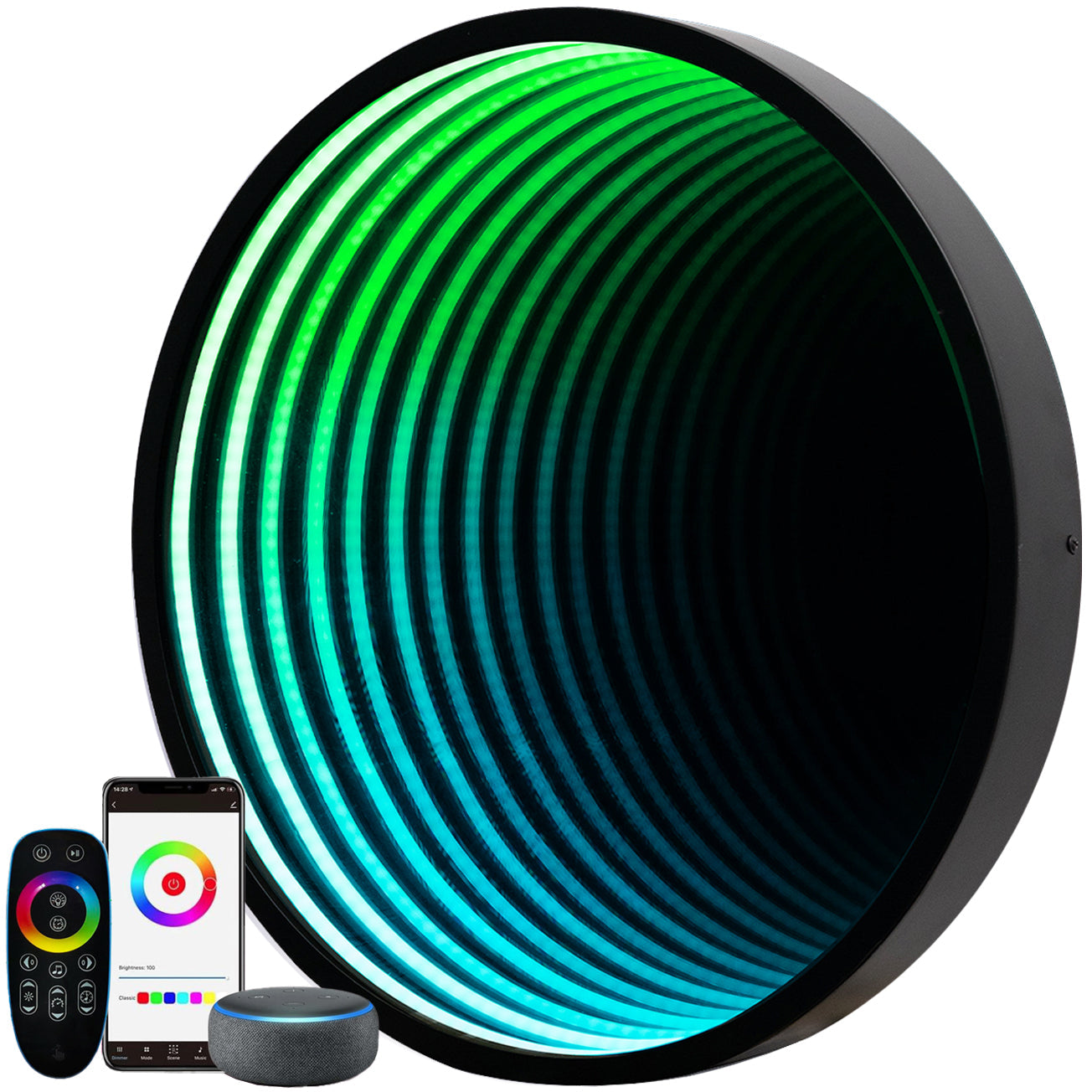 Smart Infinity Wall Mirror Portal Illusion RGB Wall Decor (Round) Besty Home