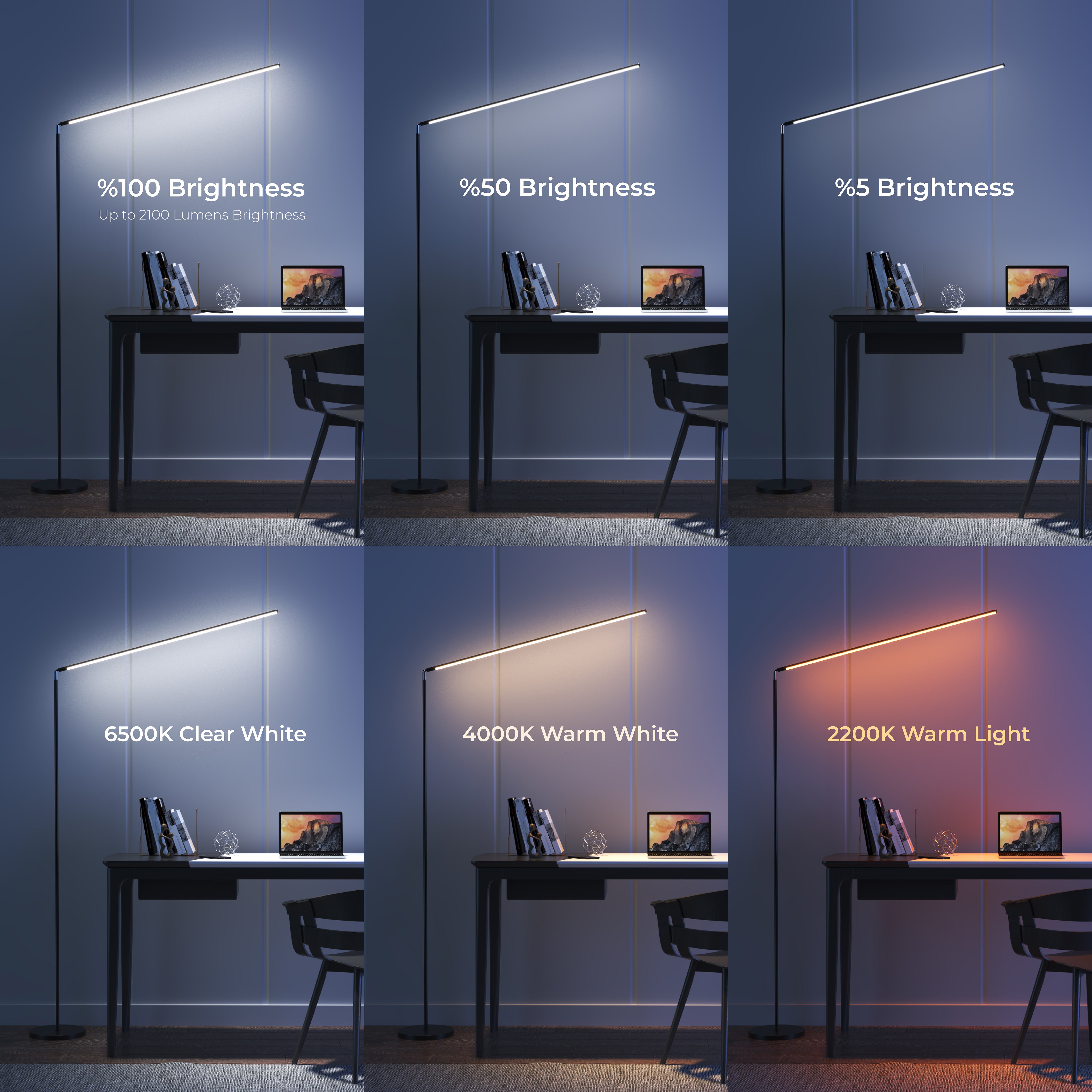 Flexible Neck LED Floor Lamp Dimmable with Remote Control Besty Home