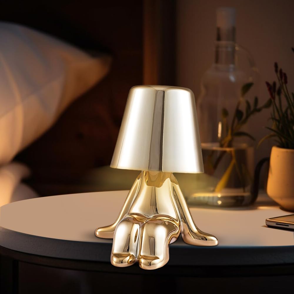 BESTY HOME Thinker Lamp Bedside Touch Table Lamp, Lamp Statue LED Bedside Restaurant Table Lamp, USB Rechargeable 3-Level Dimmer (Timothy) BESTY HOME