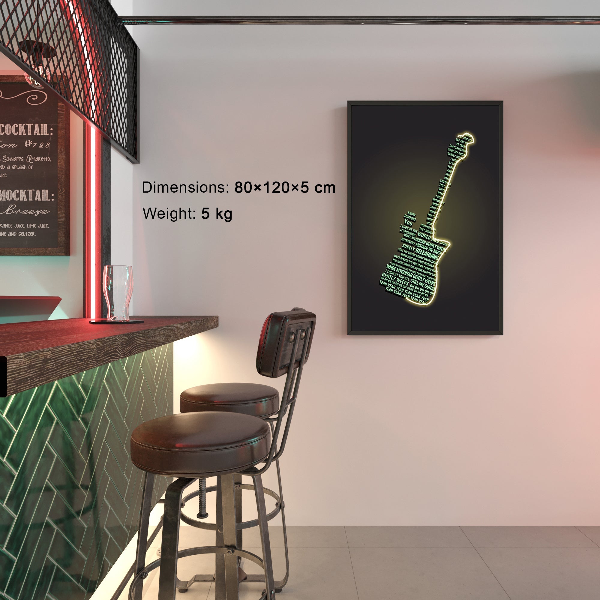 Wall Artwork Electric Guitar with LED – DG391 Besty Home