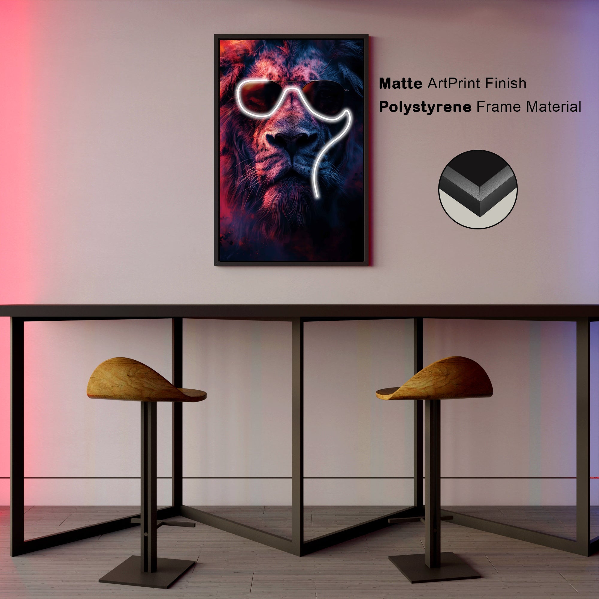 Wall Artwork Lion Sunglasses on with LED - DG262 Besty Home