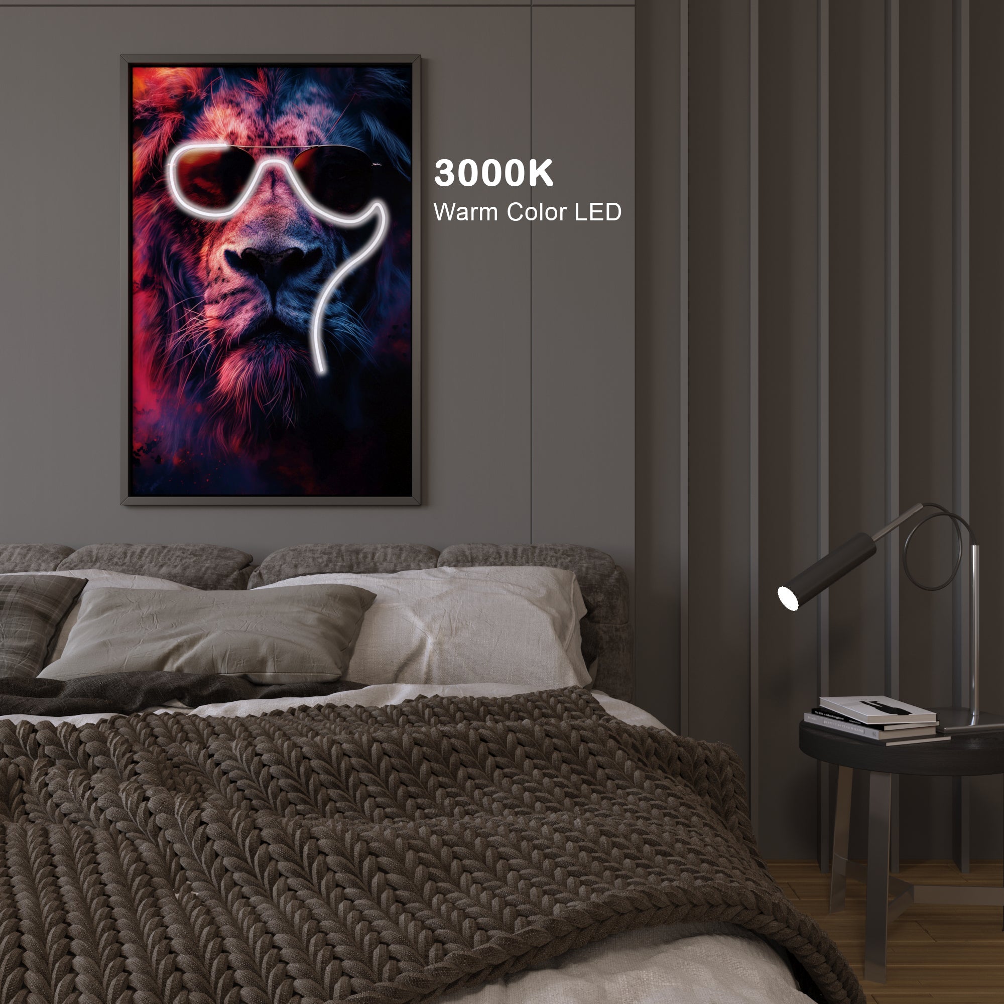 Wall Artwork Lion Sunglasses on with LED - DG262 Besty Home
