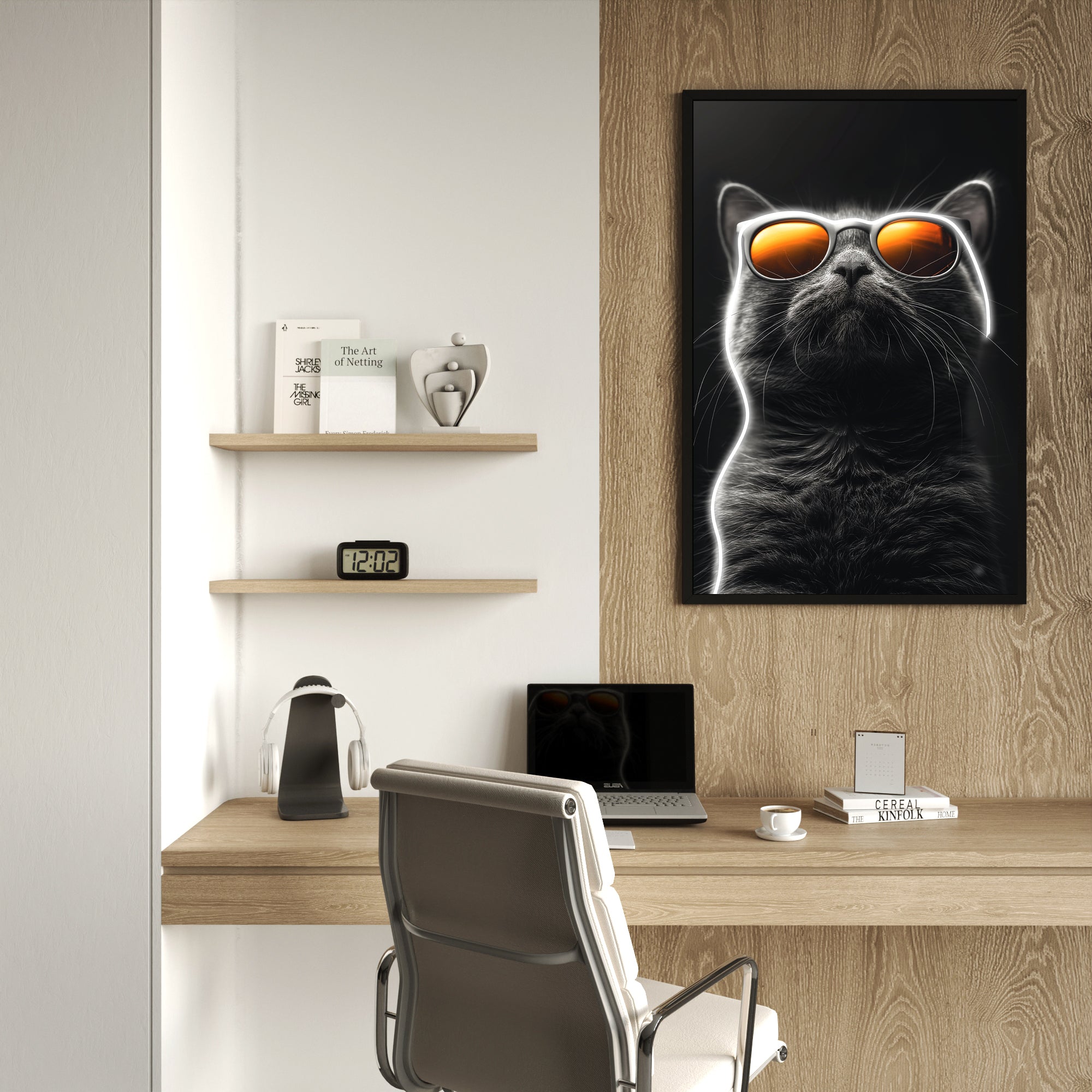 Wall Artwork Cat Sunglasses On with LED - DG268 Besty Home