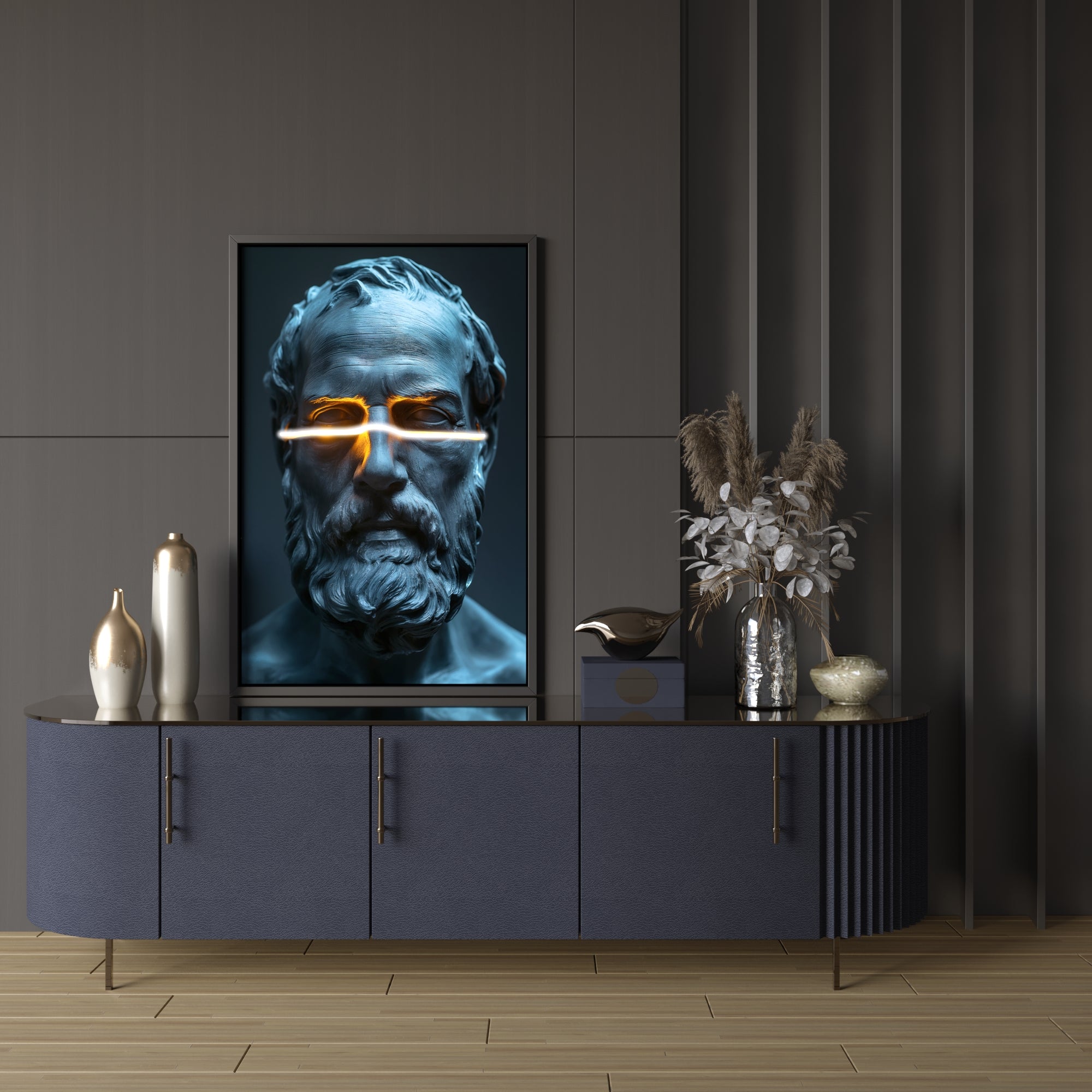 العمل الفني الحائط Stoic Zeus مع LED - DG253