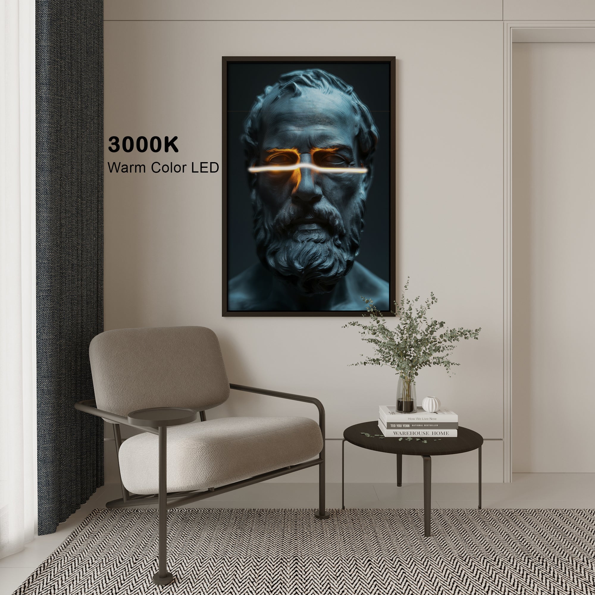 العمل الفني الحائط Stoic Zeus مع LED - DG253