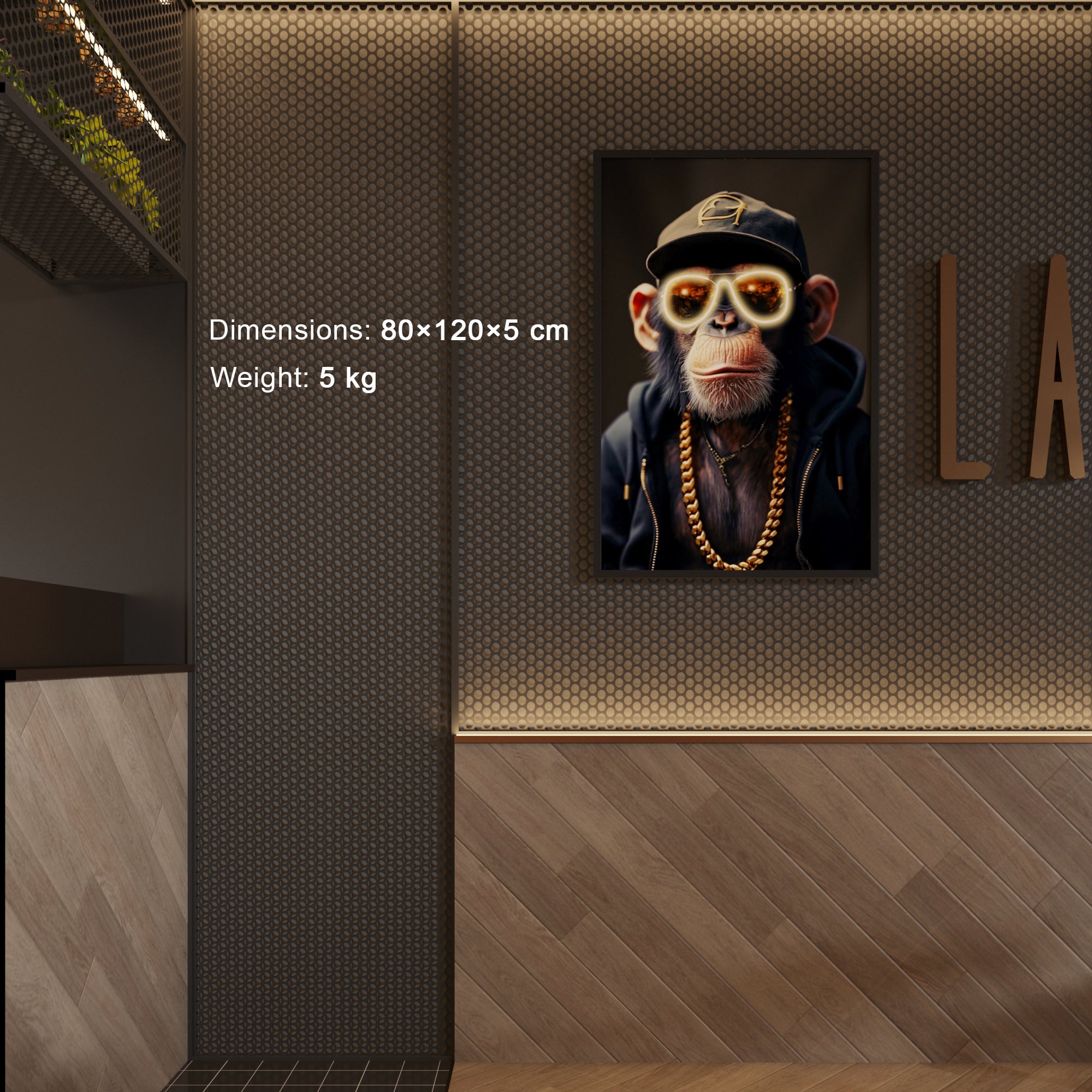 Wall Artwork Millionaire Monkey Ape Sunglasses On with LED – DGC018 Besty Home
