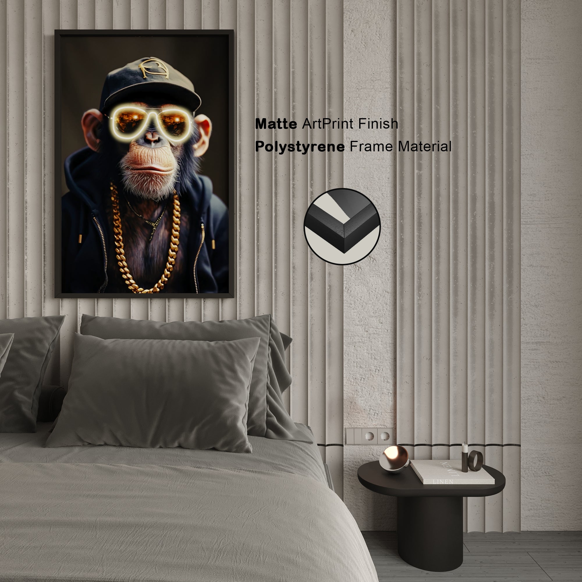 Wall Artwork Millionaire Monkey Ape Sunglasses On with LED – DGC018 Besty Home