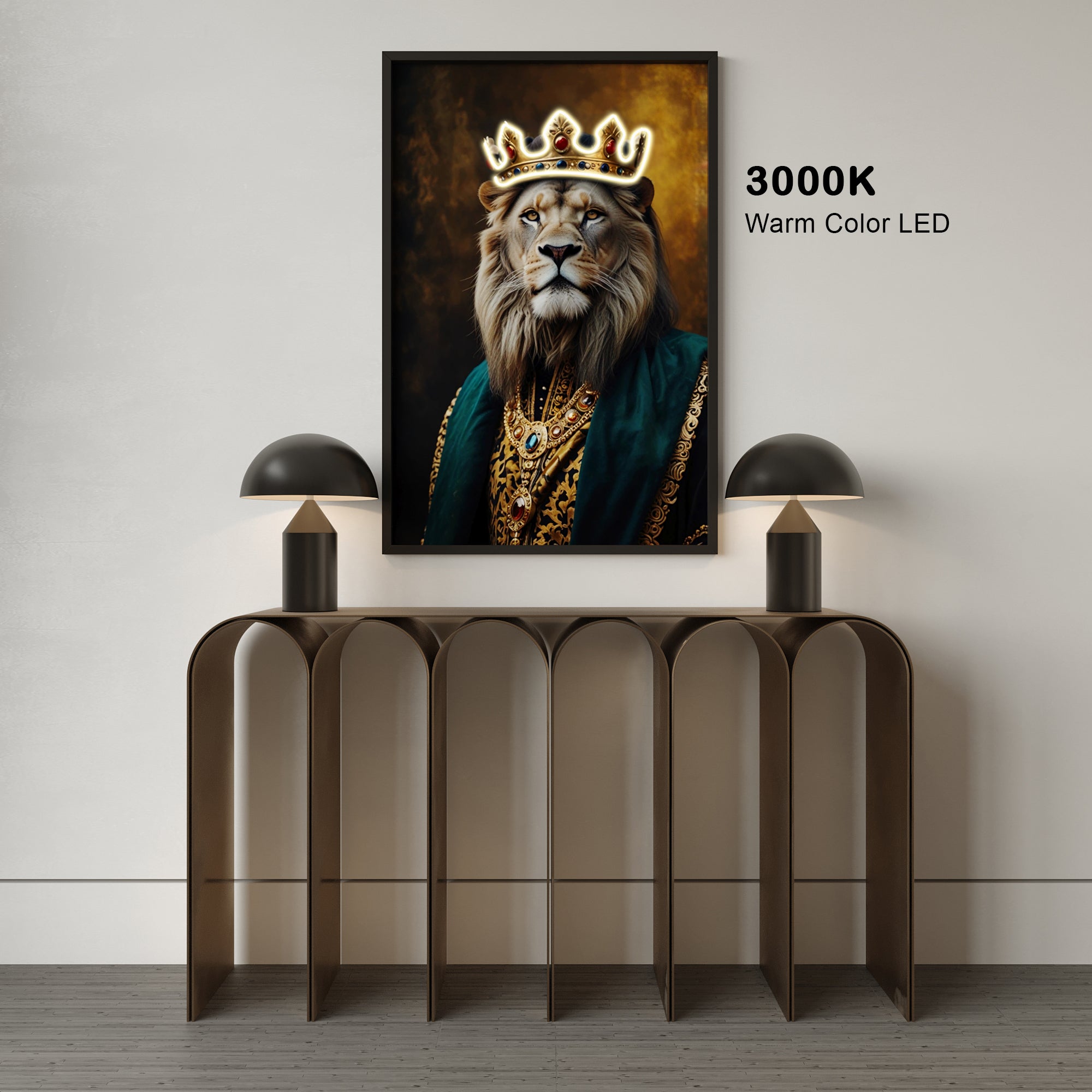 Wall Artwork Billionaire Lion King Crown On with LED – DGC022 Besty Home