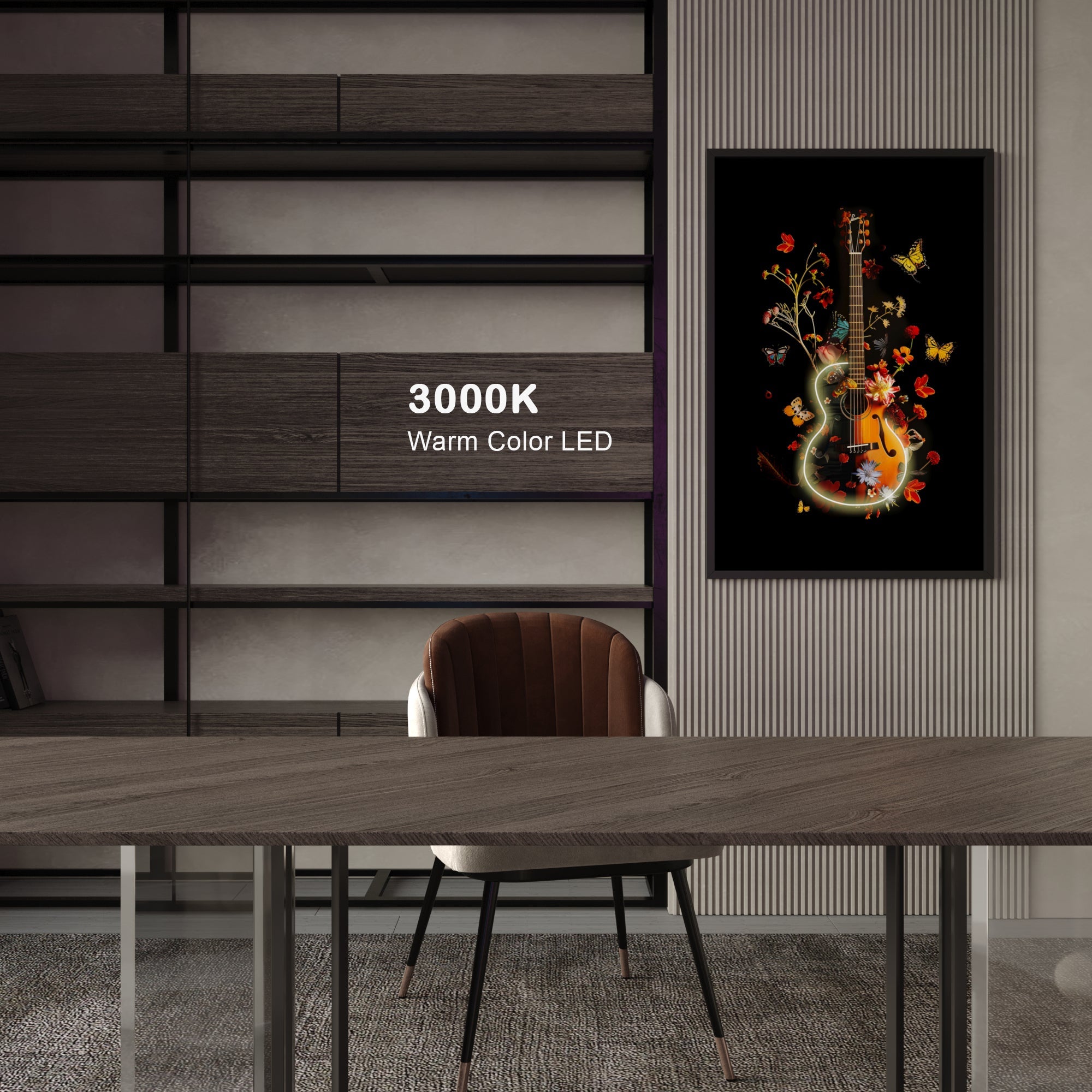 Wall Artwork Rising Flower Guitar with LED - DG330 Besty Home