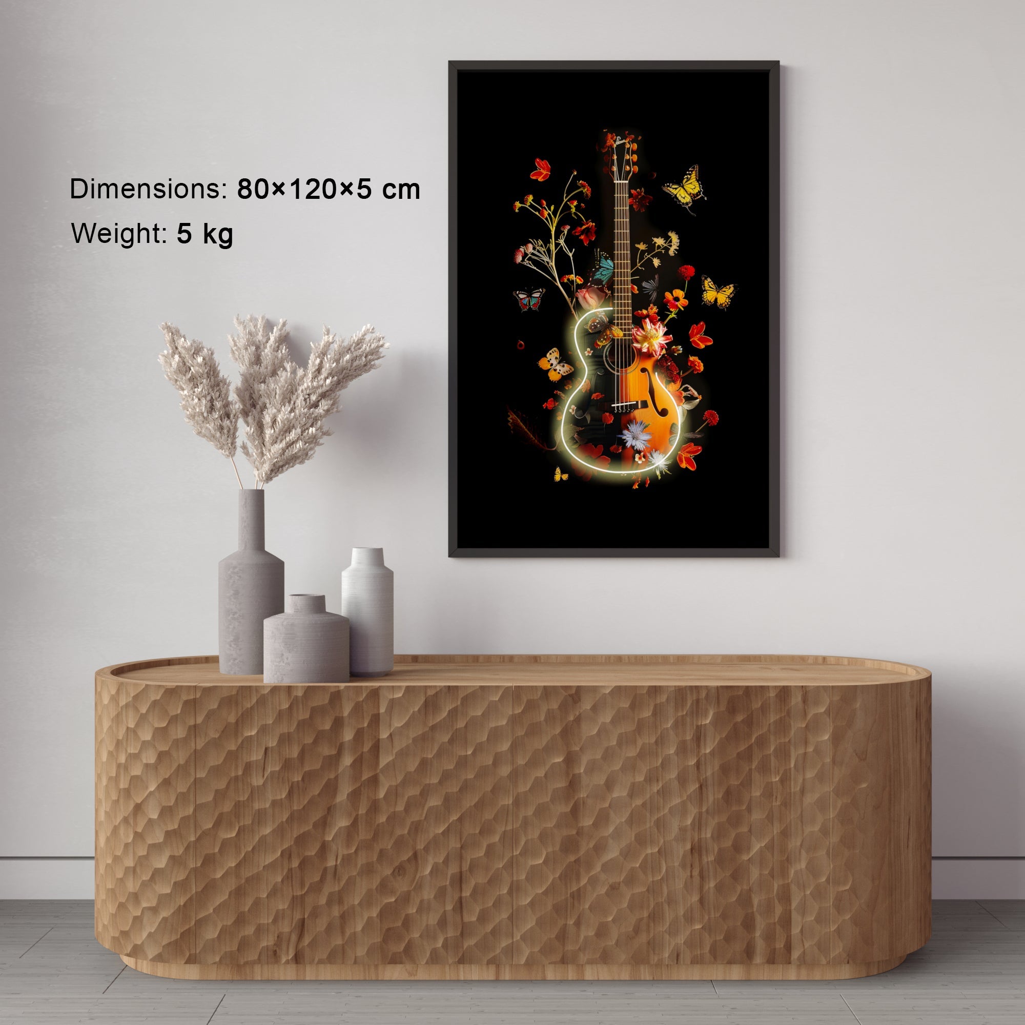 Wall Artwork Rising Flower Guitar with LED - DG330 Besty Home
