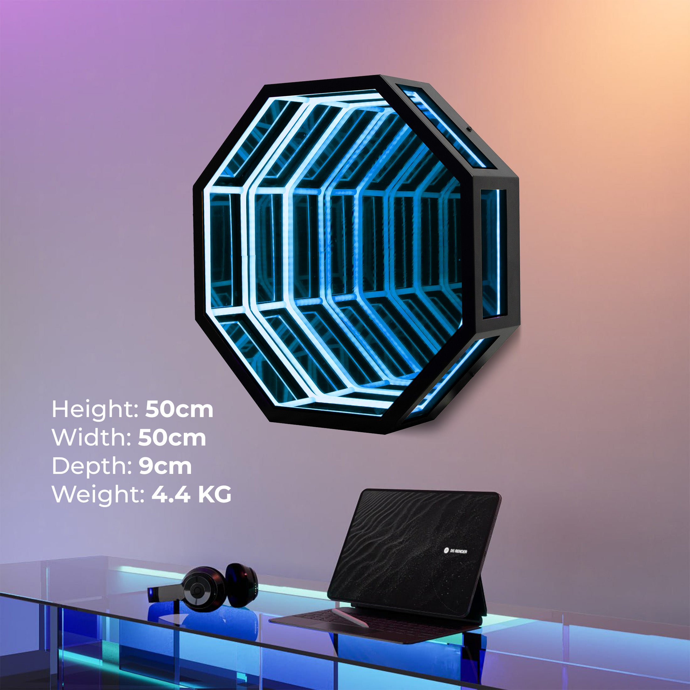 Smart Infinity Wall Mirror Portal Illusion RGB Wall Decor (Octagon)