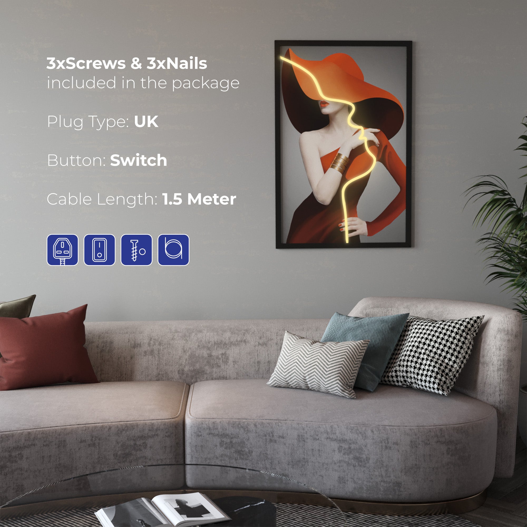 Wall Artwork Princess Sunrise الزي مع LED - DG004 (80xx120cm)