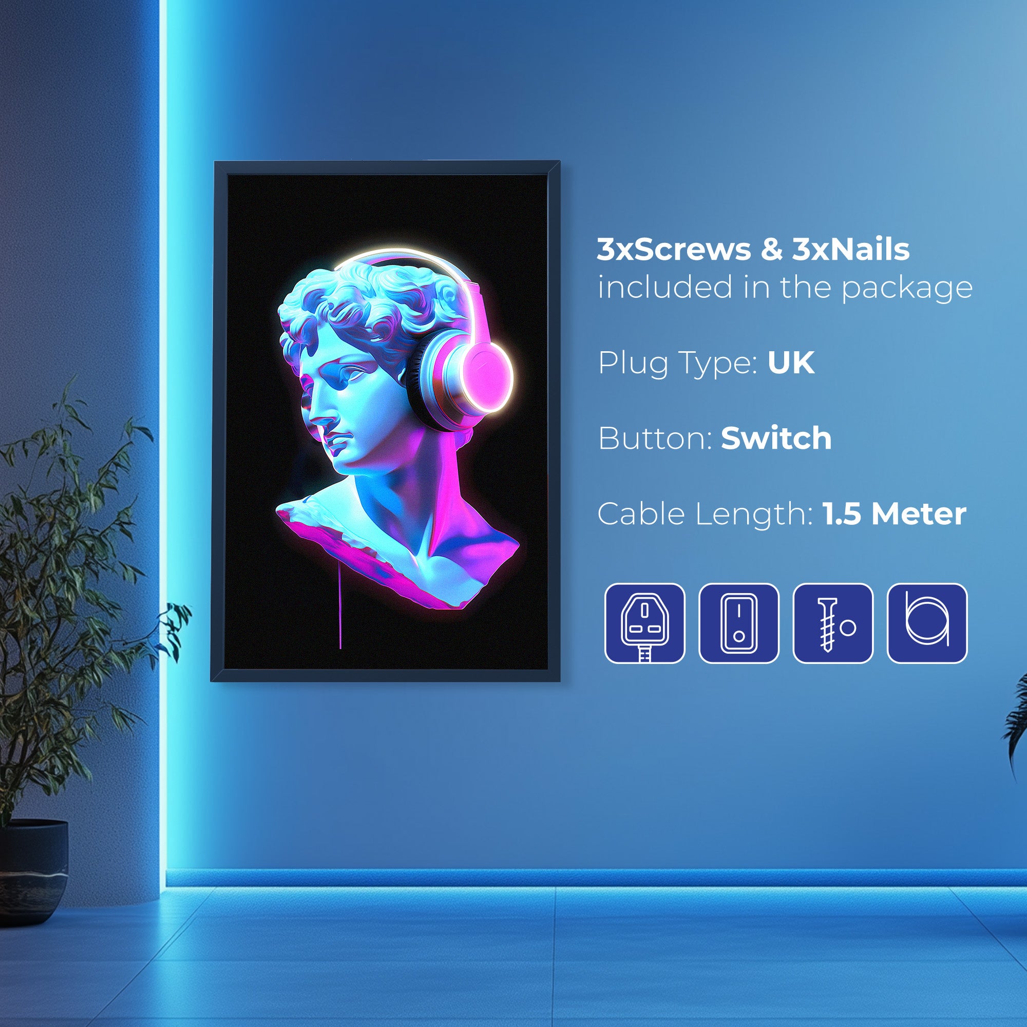 العمل الفني الحائط التمثال الهائل لأغسطس مع LED - DG200
