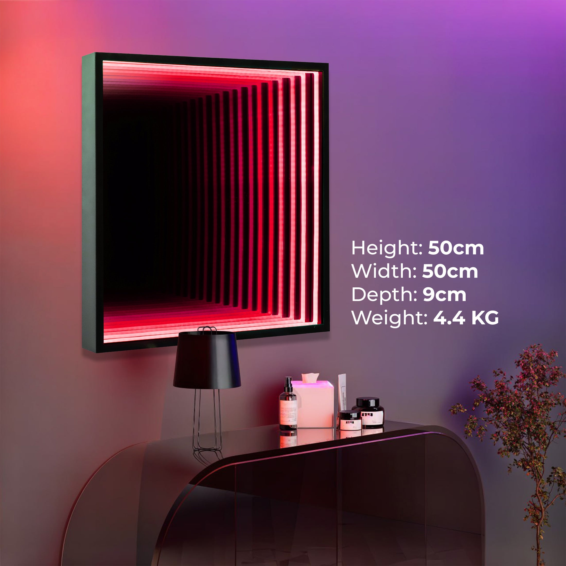 Smart Infinity Wall Mirror Portal Illusion RGB Wall Decor (Square)