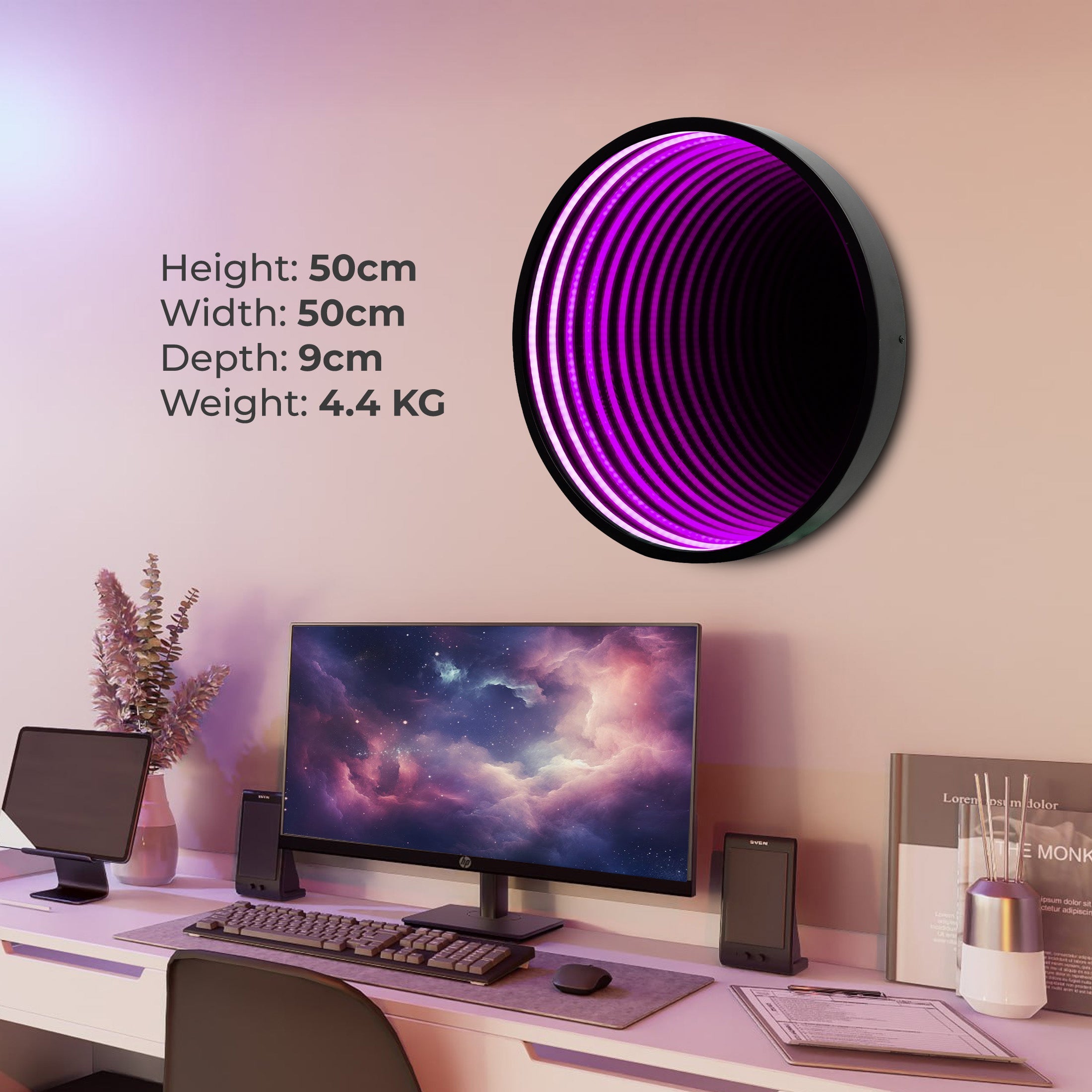 Smart Infinity Wall Mirror Portal Illusion RGB Wall Decor (Round) Besty Home