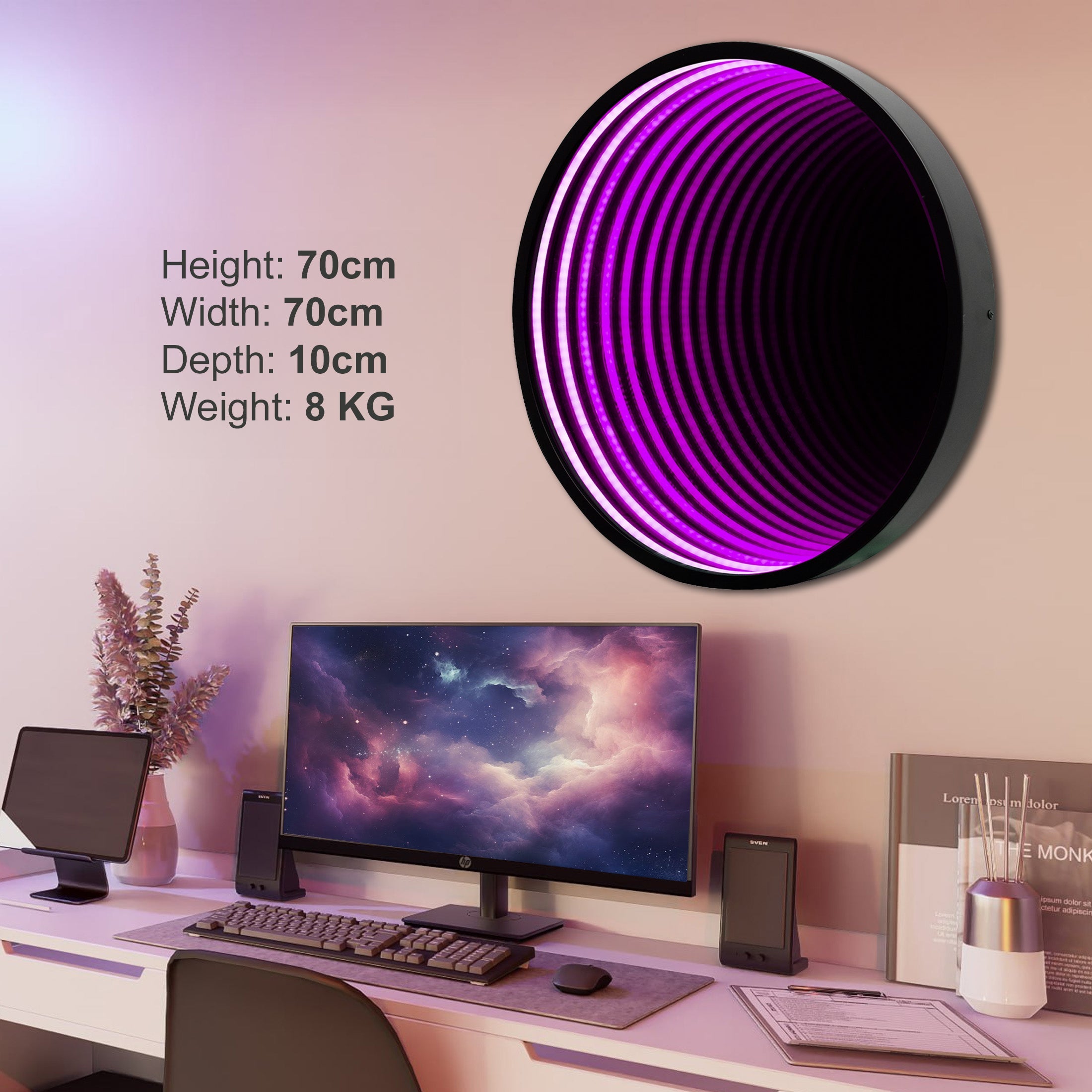 Smart Infinity Wall Mirror Portal Illusion RGB Wall Decor (Round) Besty Home