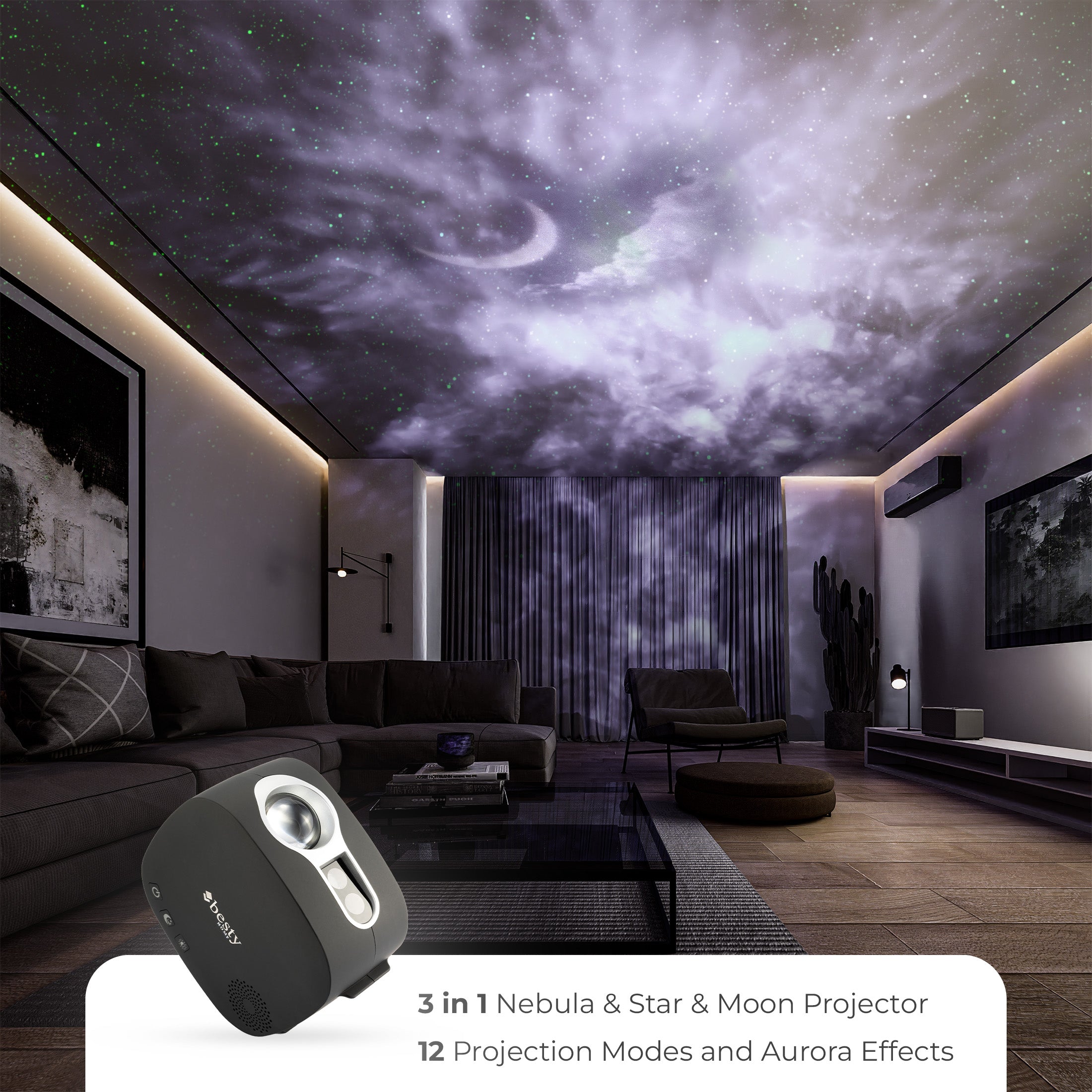 BESTY HOME Moon Star Galaxy Projector Night Light