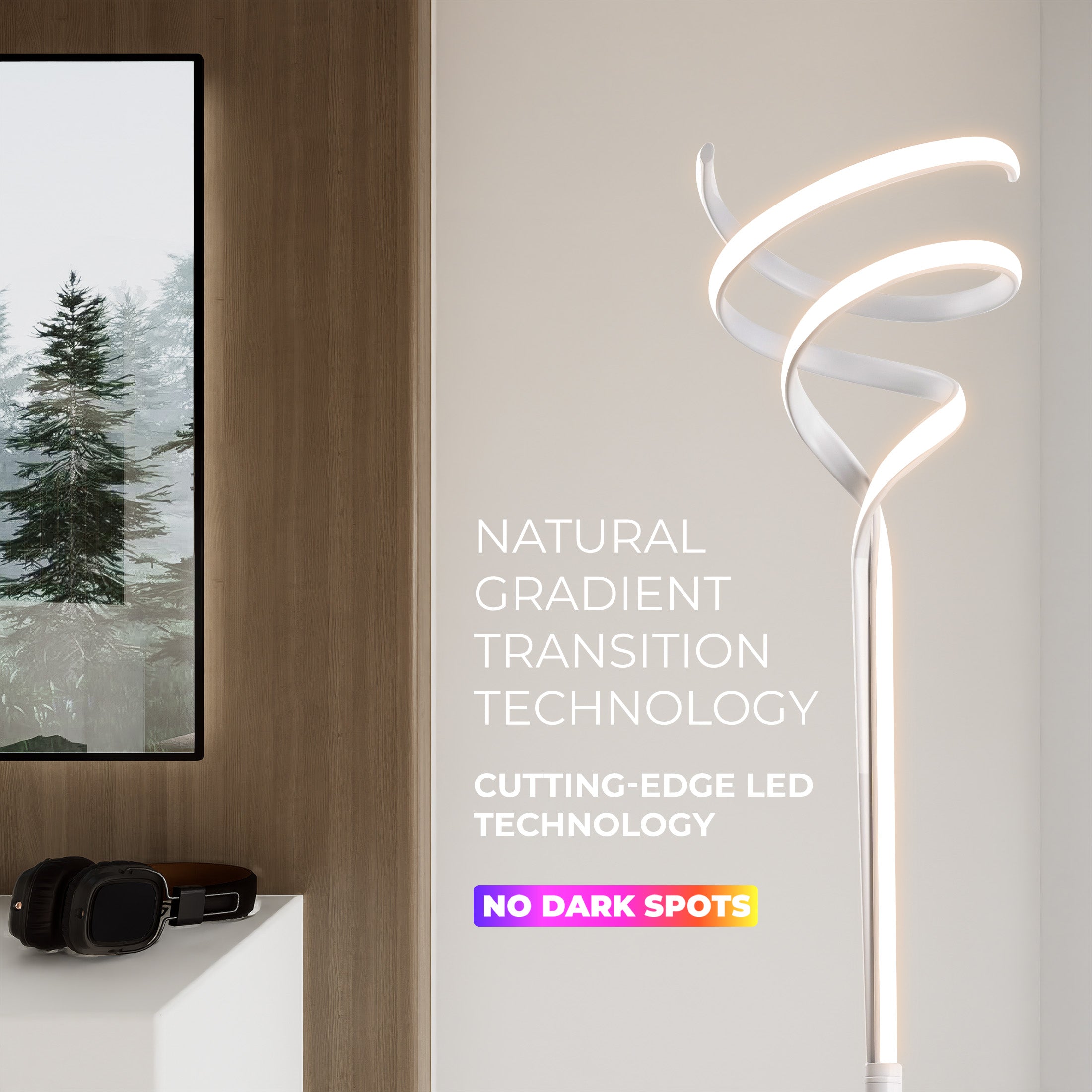 BESTY HOME Modern Floor Lamp Dimmable 150cm Twisted LED with Remote Control for Living Room