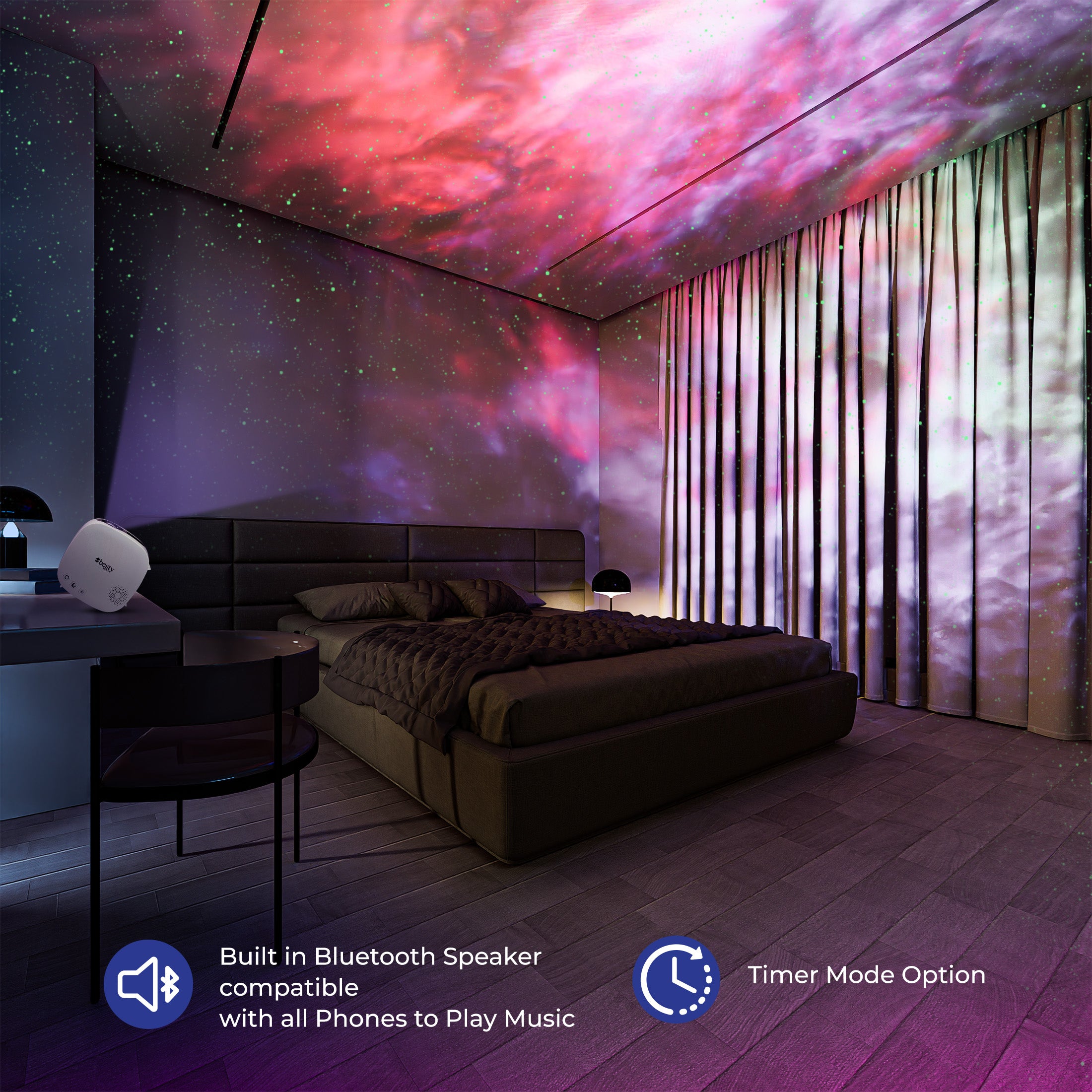 BESTY HOME Moon Star Galaxy Projector Night Light