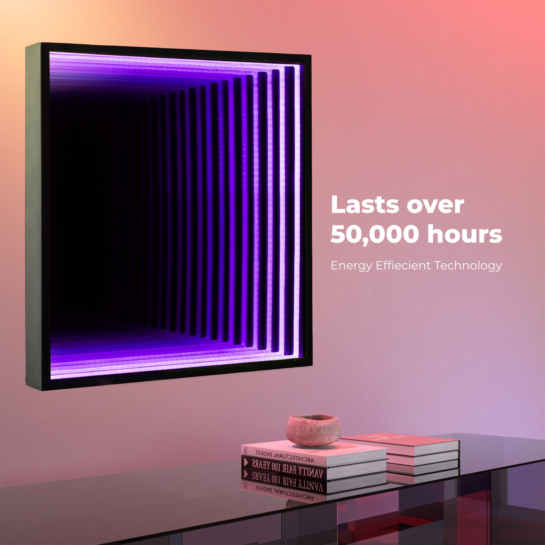 Smart Infinity Wall Mirror Portal Illusion RGB Wall Decor (Square)