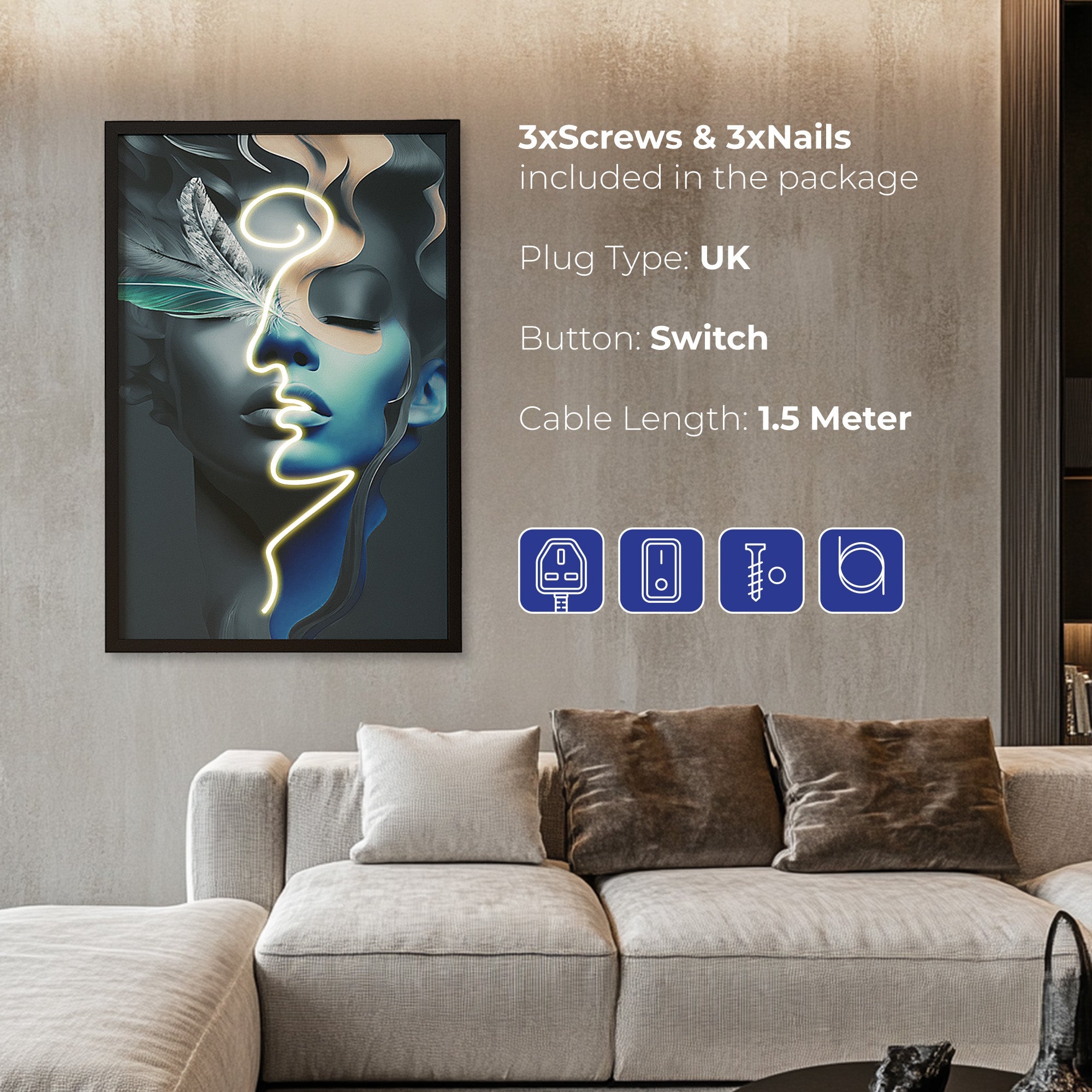 Wall Artwork Free Spirit Soul with LED - DG389 Besty Home