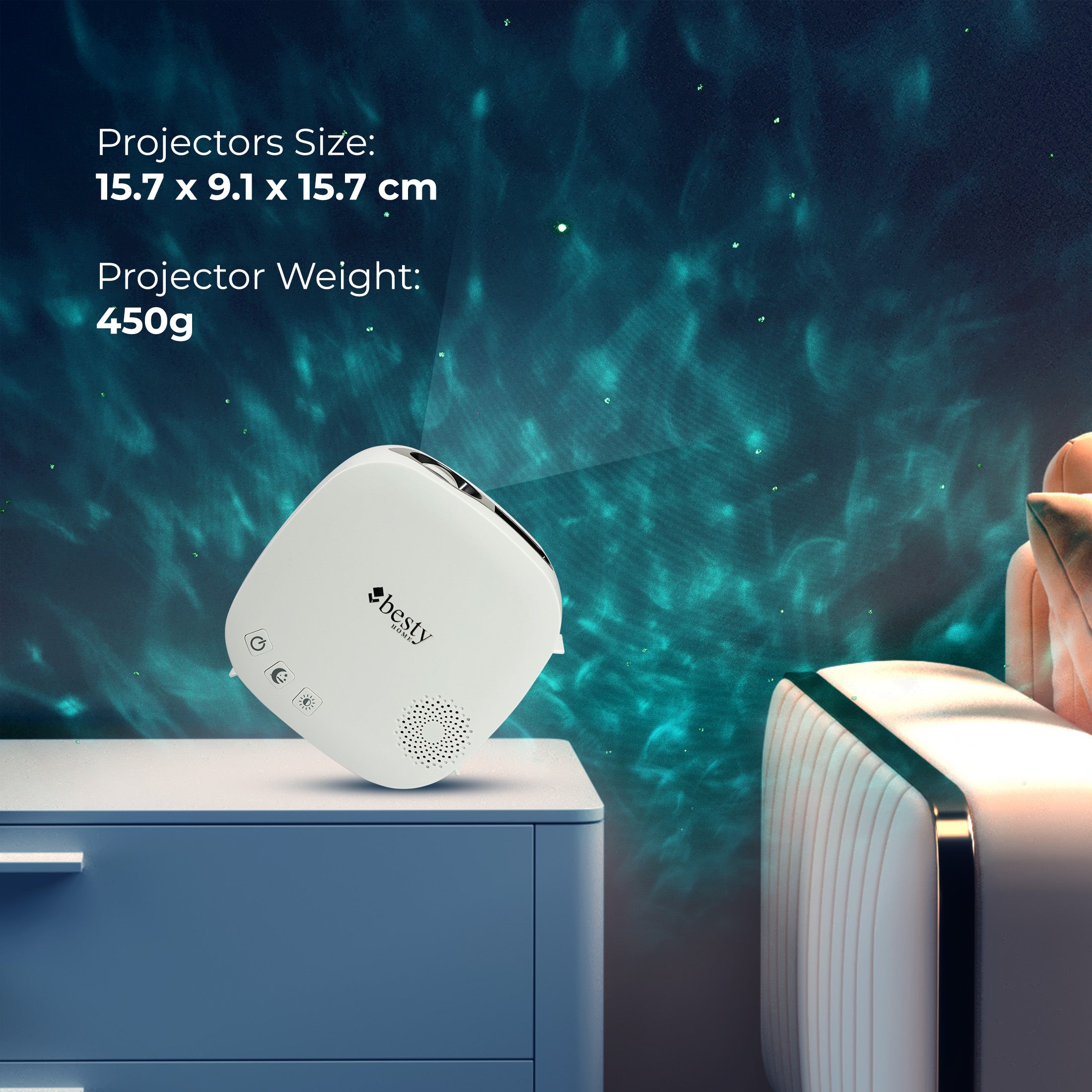 BESTY HOME Moon Star Galaxy Projector Night Light