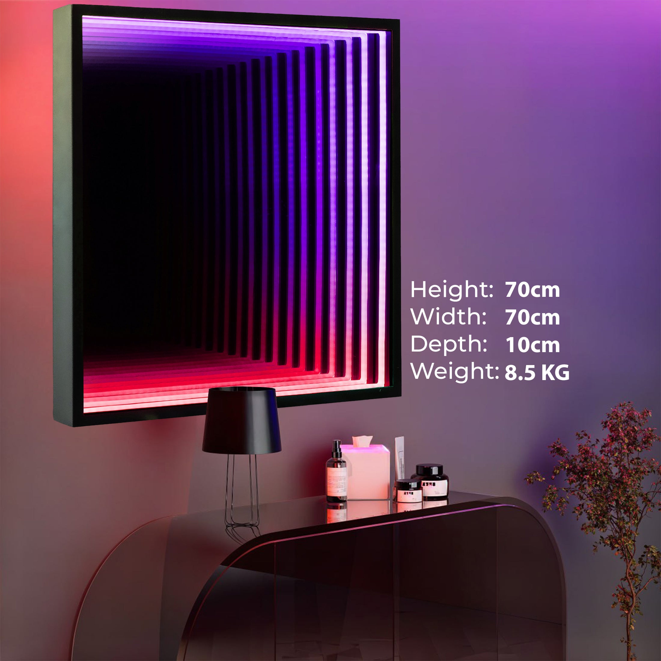 Smart Infinity Wall Mirror Portal Illusion RGB Wall Decor (Square)