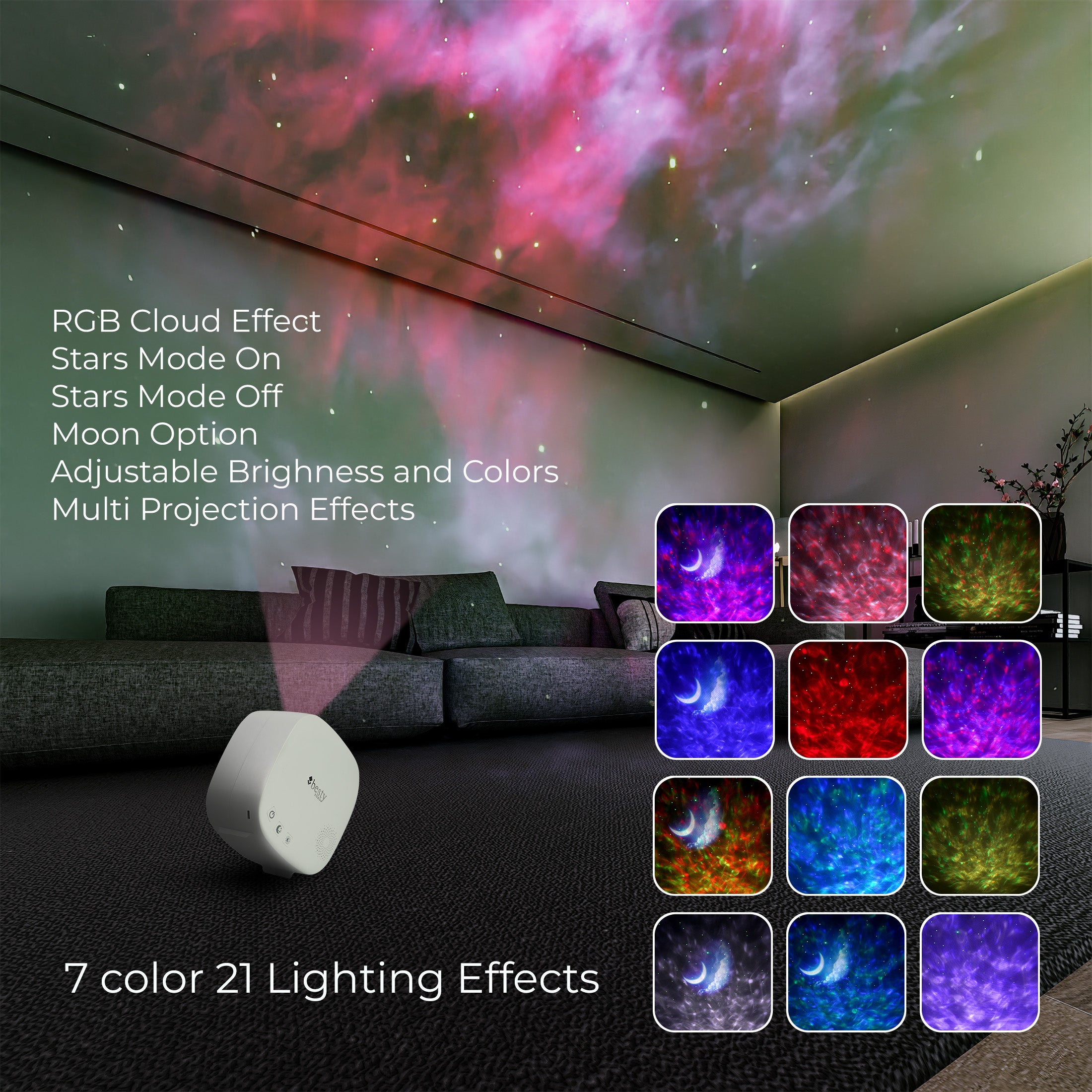 BESTY HOME Moon Star Galaxy Projector Night Light