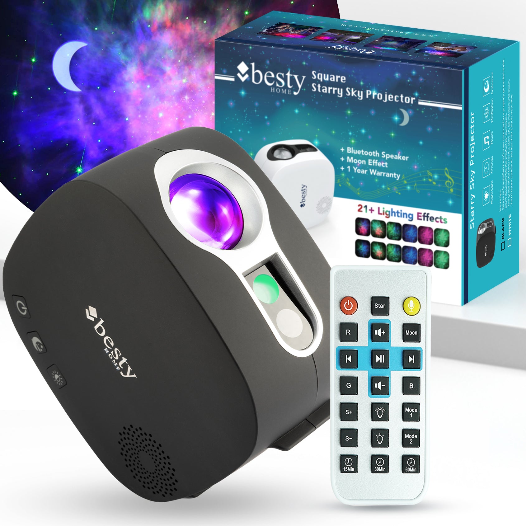 BESTY HOME Moon Star Galaxy Projector Night Light