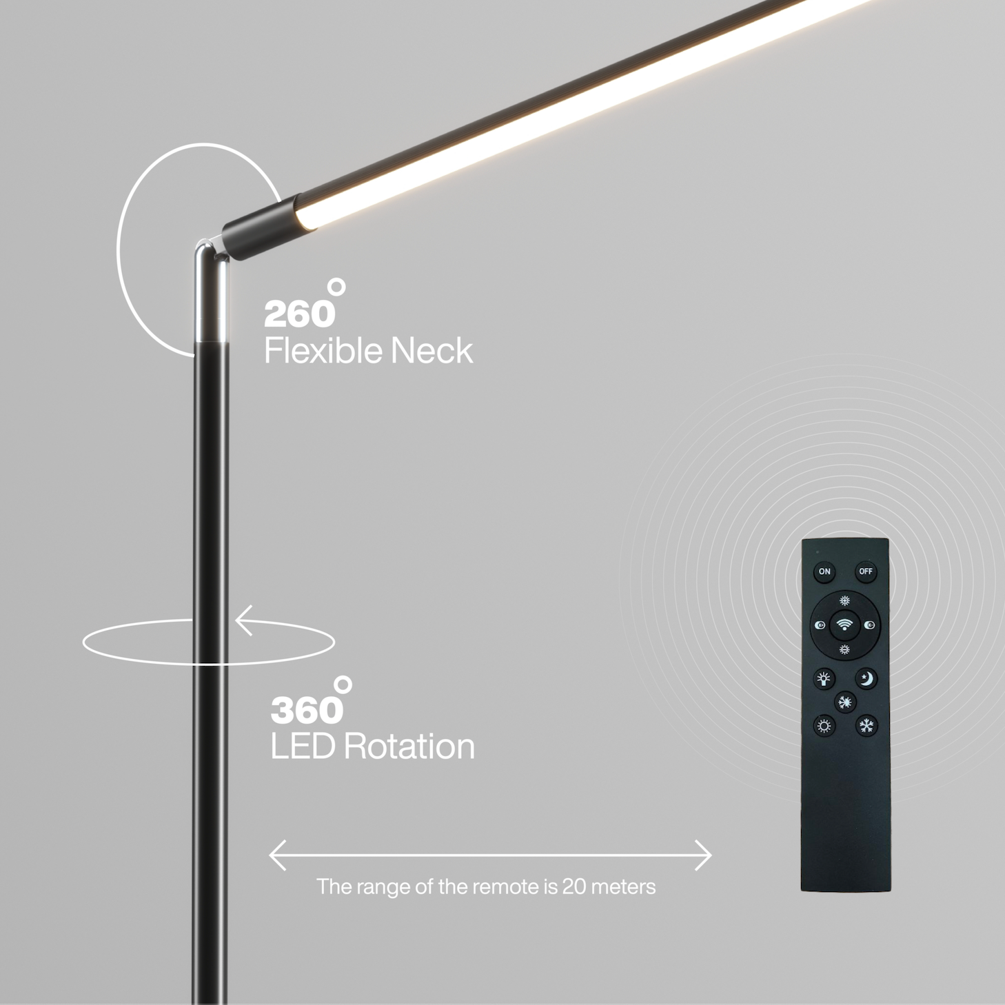 Flexible Neck LED Floor Lamp Dimmable with Remote Control Besty Home