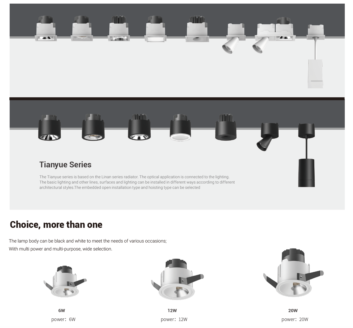 Tianyue Series – Versatile Commercial Spotlights and Downlights Besty Home