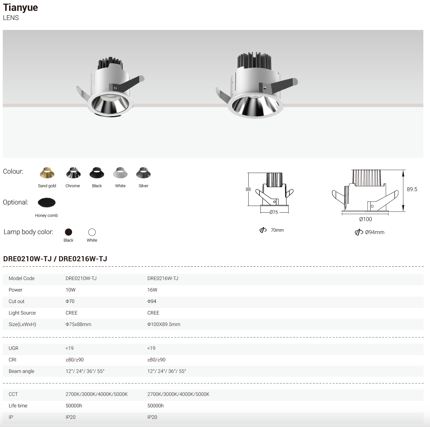 Tianyue Series – Versatile Commercial Spotlights and Downlights Besty Home