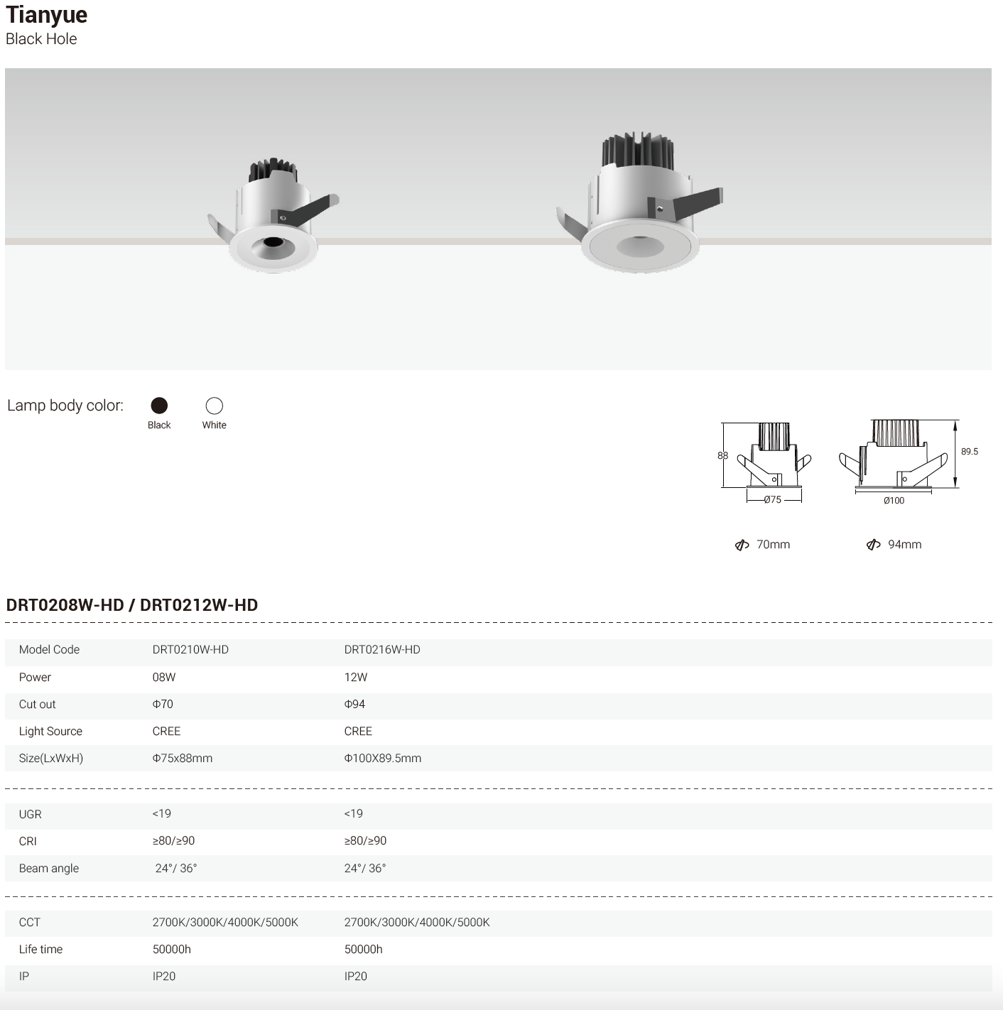 Tianyue Series – Versatile Commercial Spotlights and Downlights Besty Home