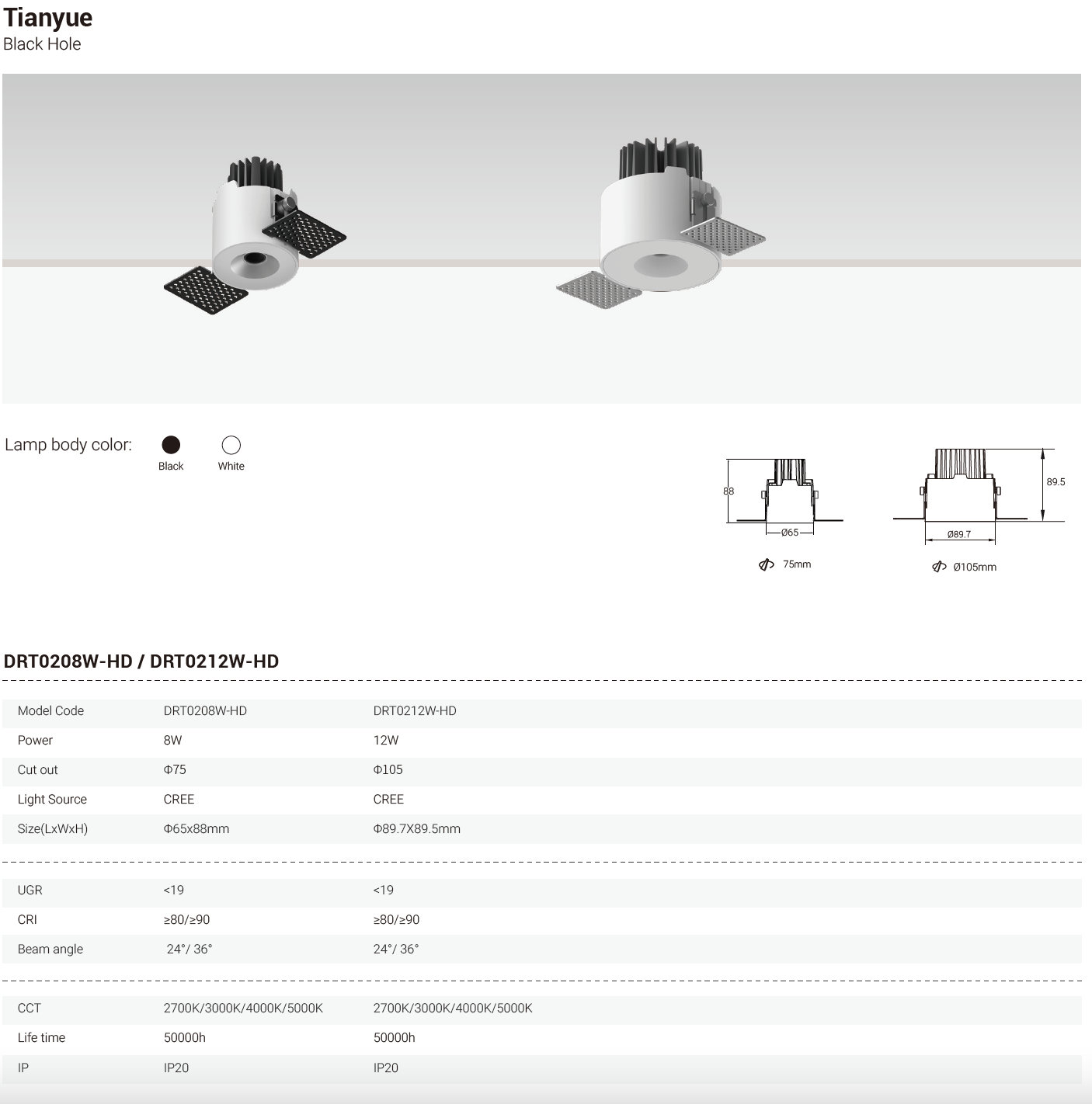Tianyue Series – Versatile Commercial Spotlights and Downlights Besty Home