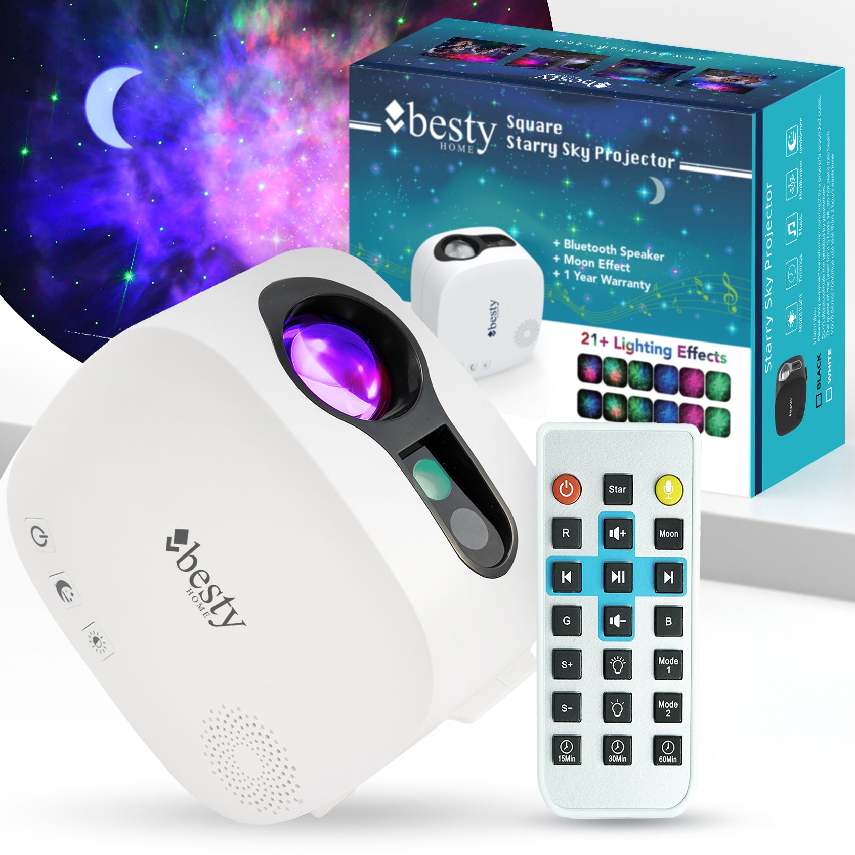 BESTY HOME Moon Star Galaxy Projector Night Light
