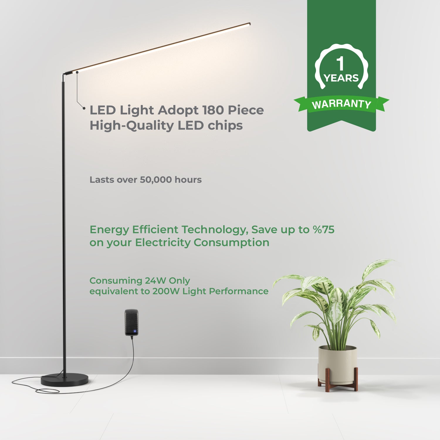 Flexible Neck LED Floor Lamp Dimmable with Remote Control Besty Home