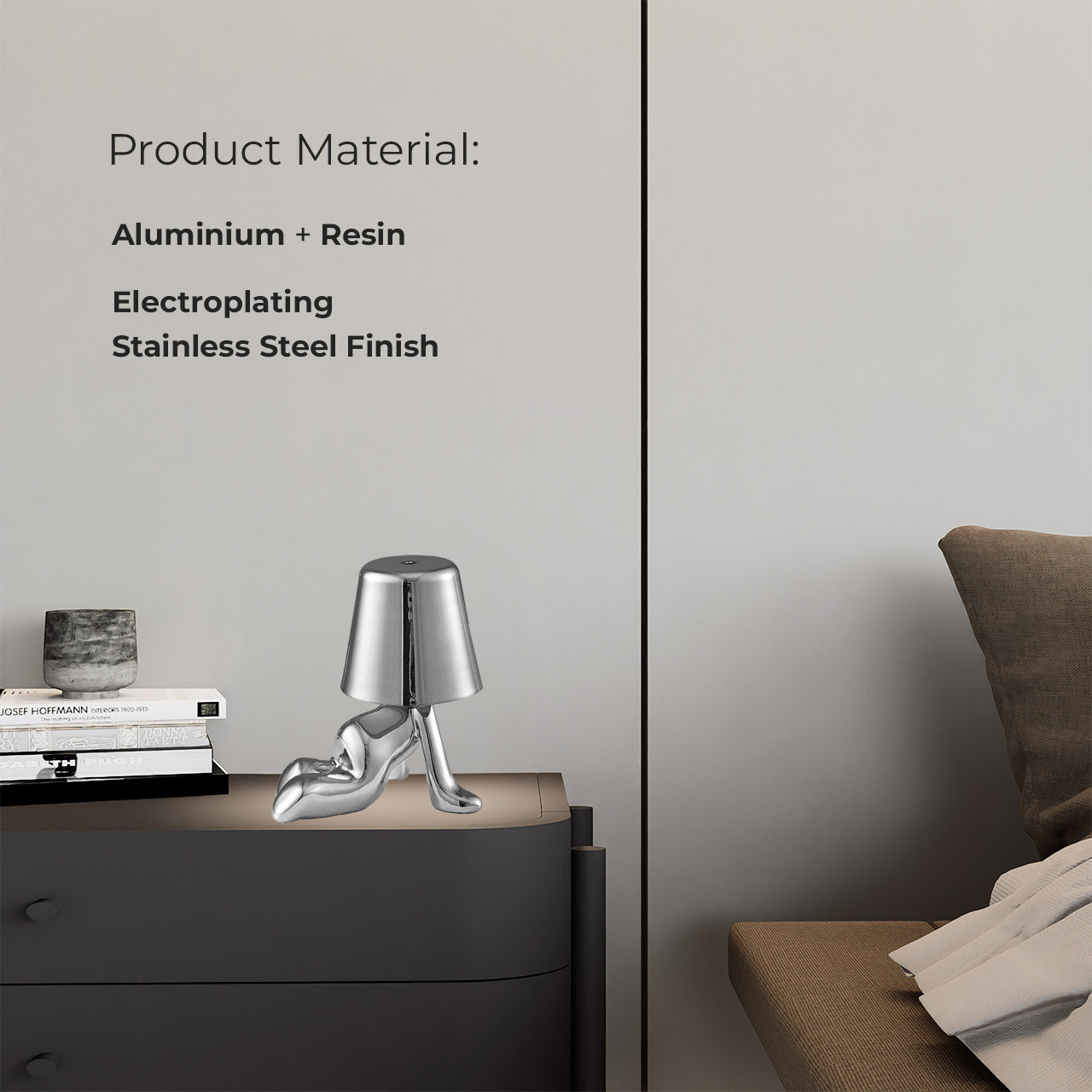 Besty Home Thinker مصباح مصباح اللمس بجانب السرير ، تمثال مصباح LED Bedside Restaurant Lampy ، USB قابلة لإعادة الشحن 3 باهتة (جيريمي)
