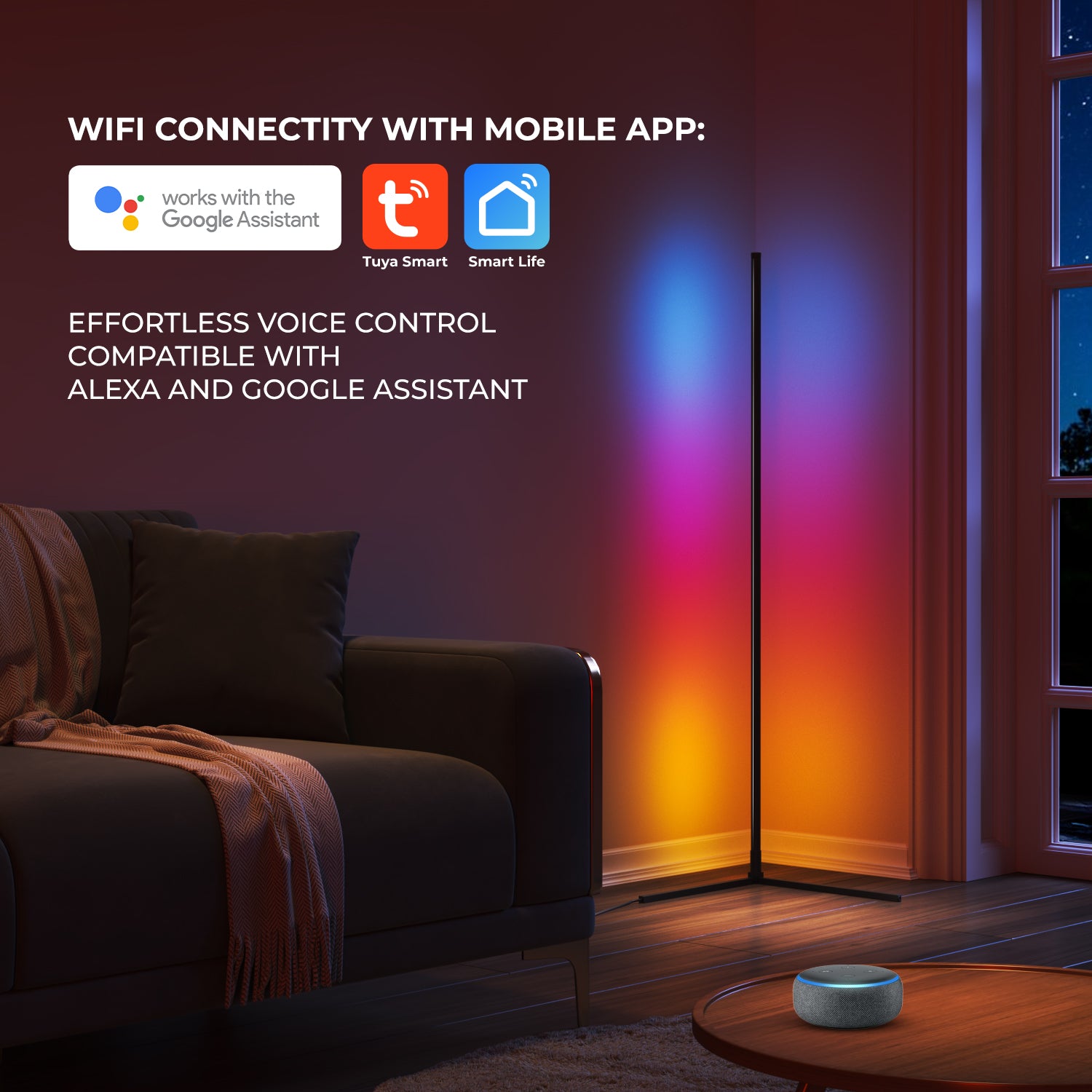 Besty Home Smart RGBW Corner Floor Lamp