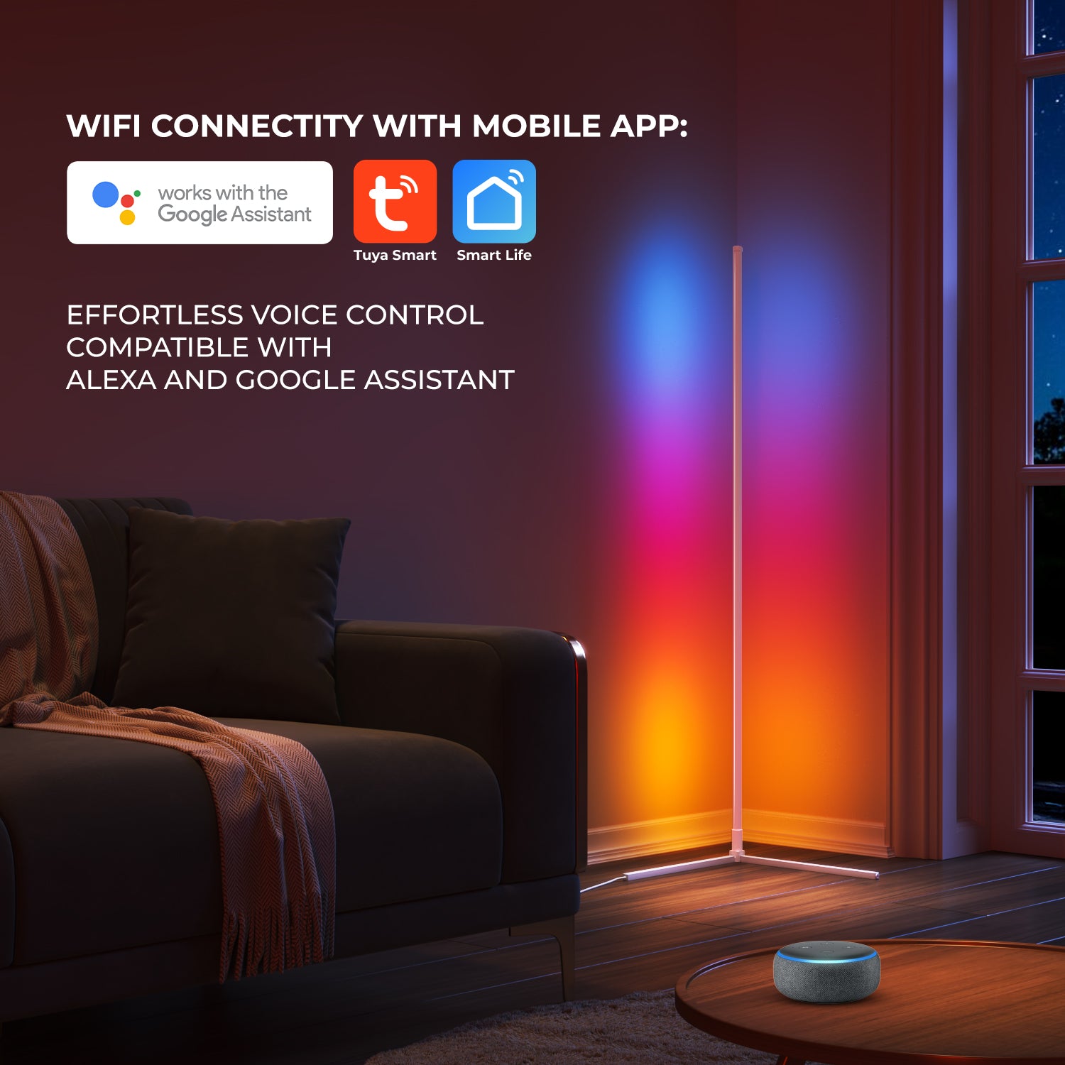 Besty Home Smart RGBW Corner Floor Lamp