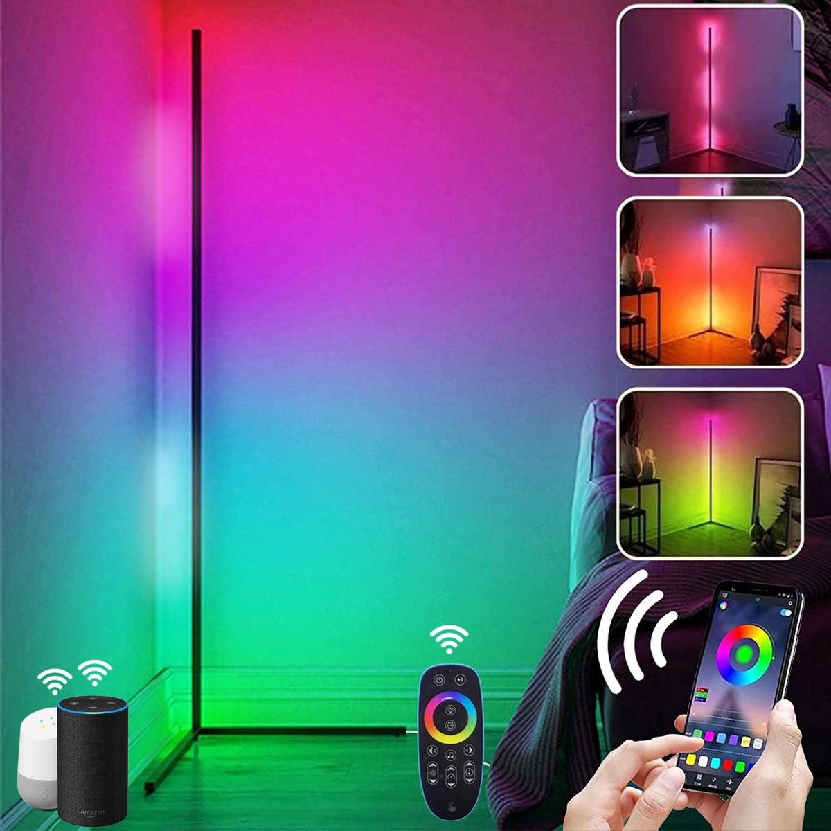 Multi Function Colour Change LED Minimalist Corner Lamp