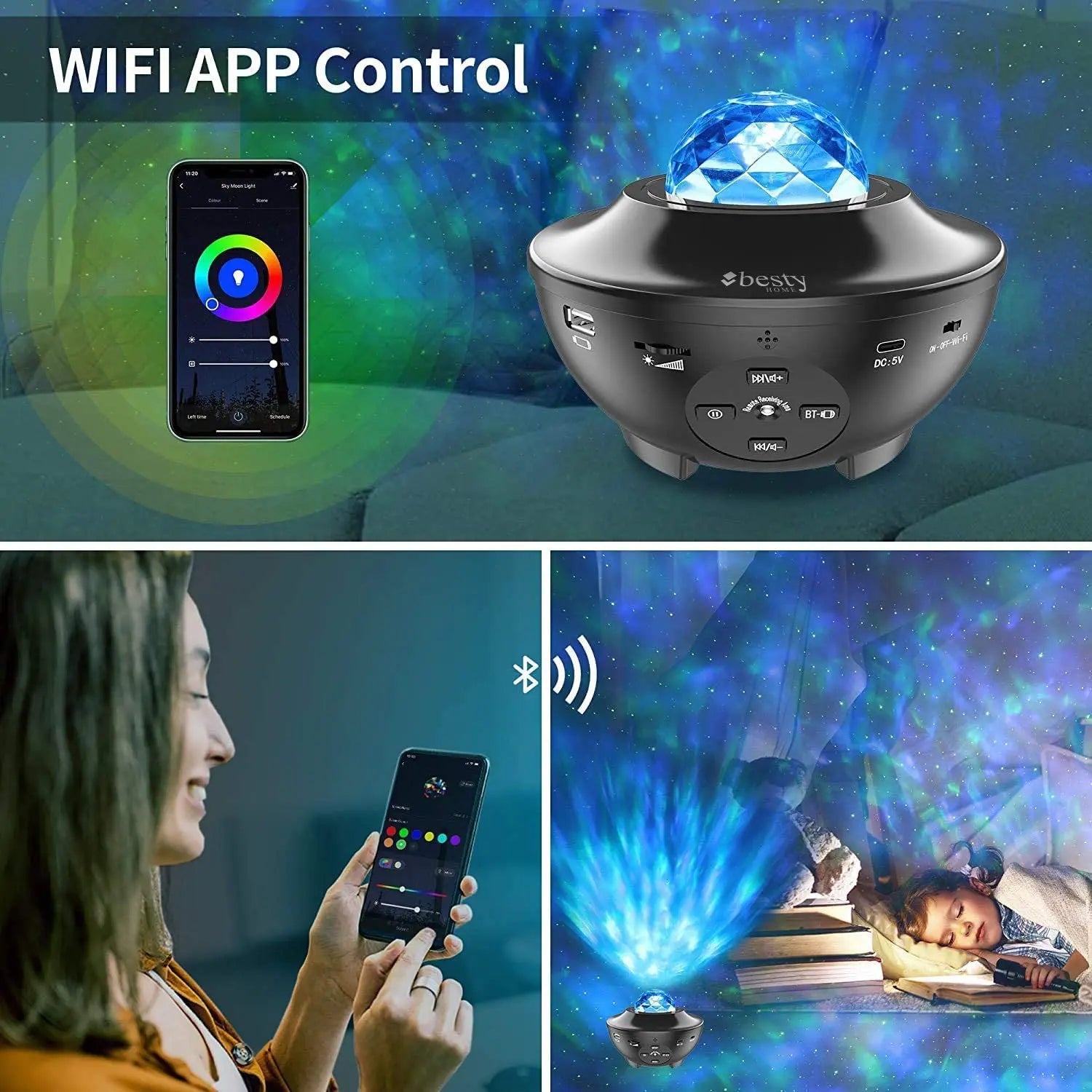 Smart Wi-Fi Night Light Projector BESTY HOME