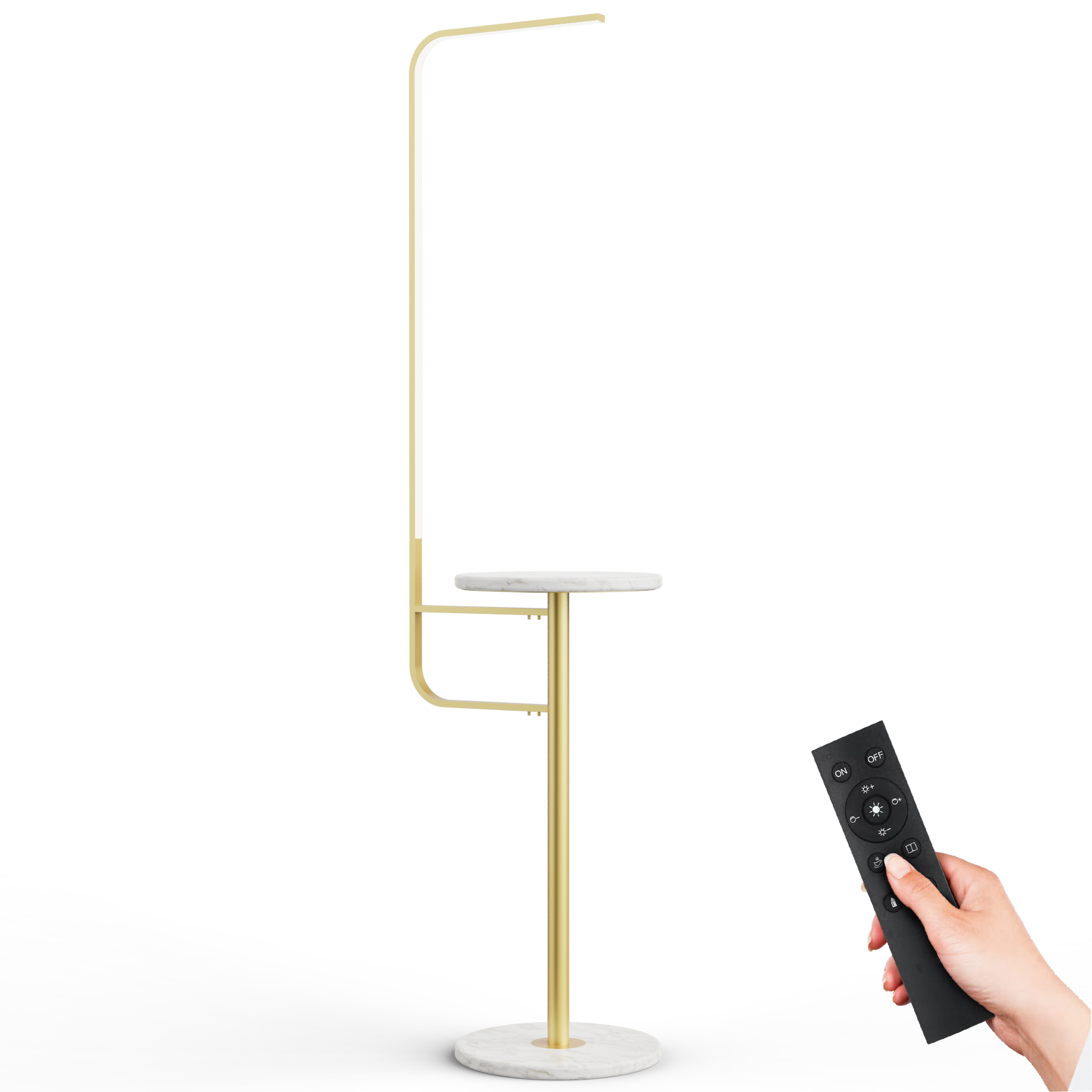 BESTY HOME Floor Lamp with Table, Modern Dimmable LED Standing Lamp for Living Room with Remote Control - 155CM Besty Home