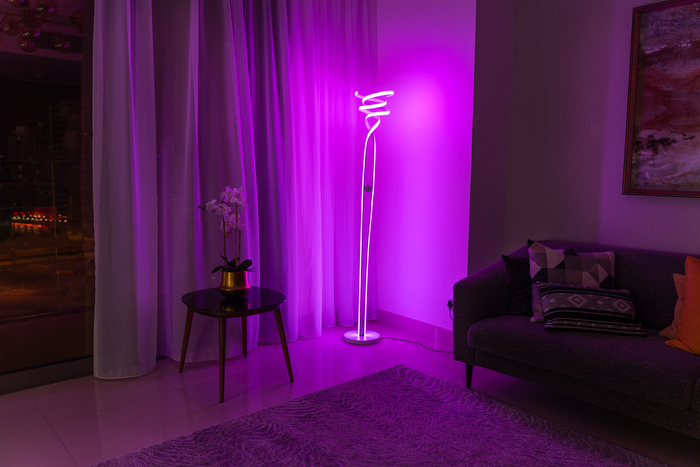 BESTY HOME Smart RGB Floor Lamp Spiral Standing LED with Wifi App Alexa & Remote Control Modern for Gaming (Snow White) Besty Home
