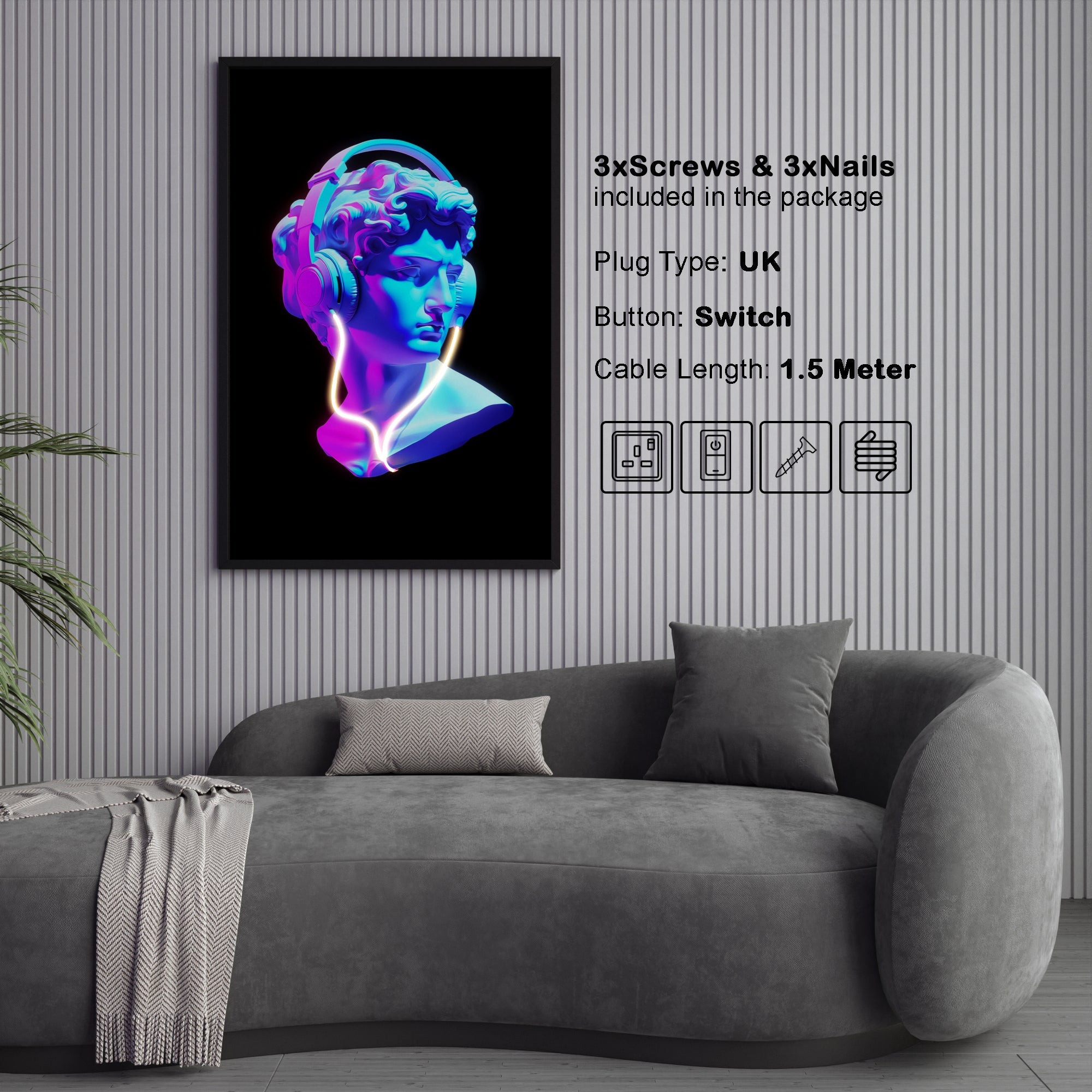 Wall Artwork The Colossal Statue of Augustus with LED - DG201 Besty Home