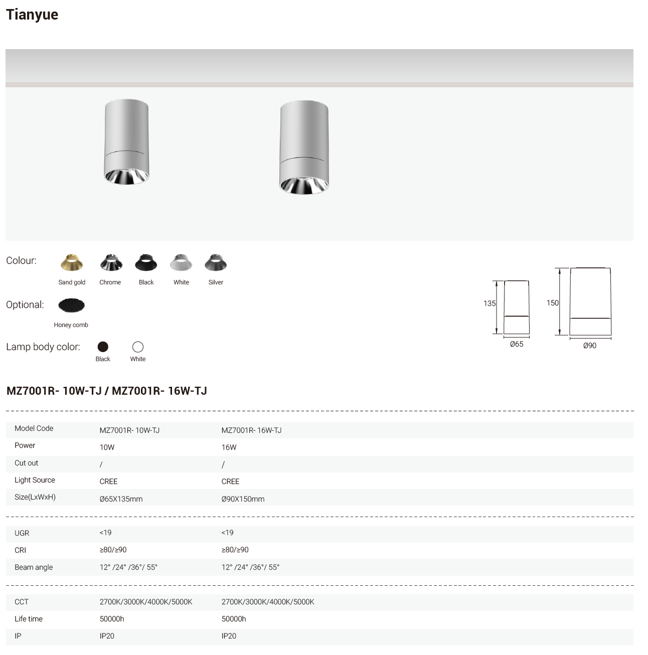Tianyue Series – Versatile Commercial Spotlights and Downlights Besty Home