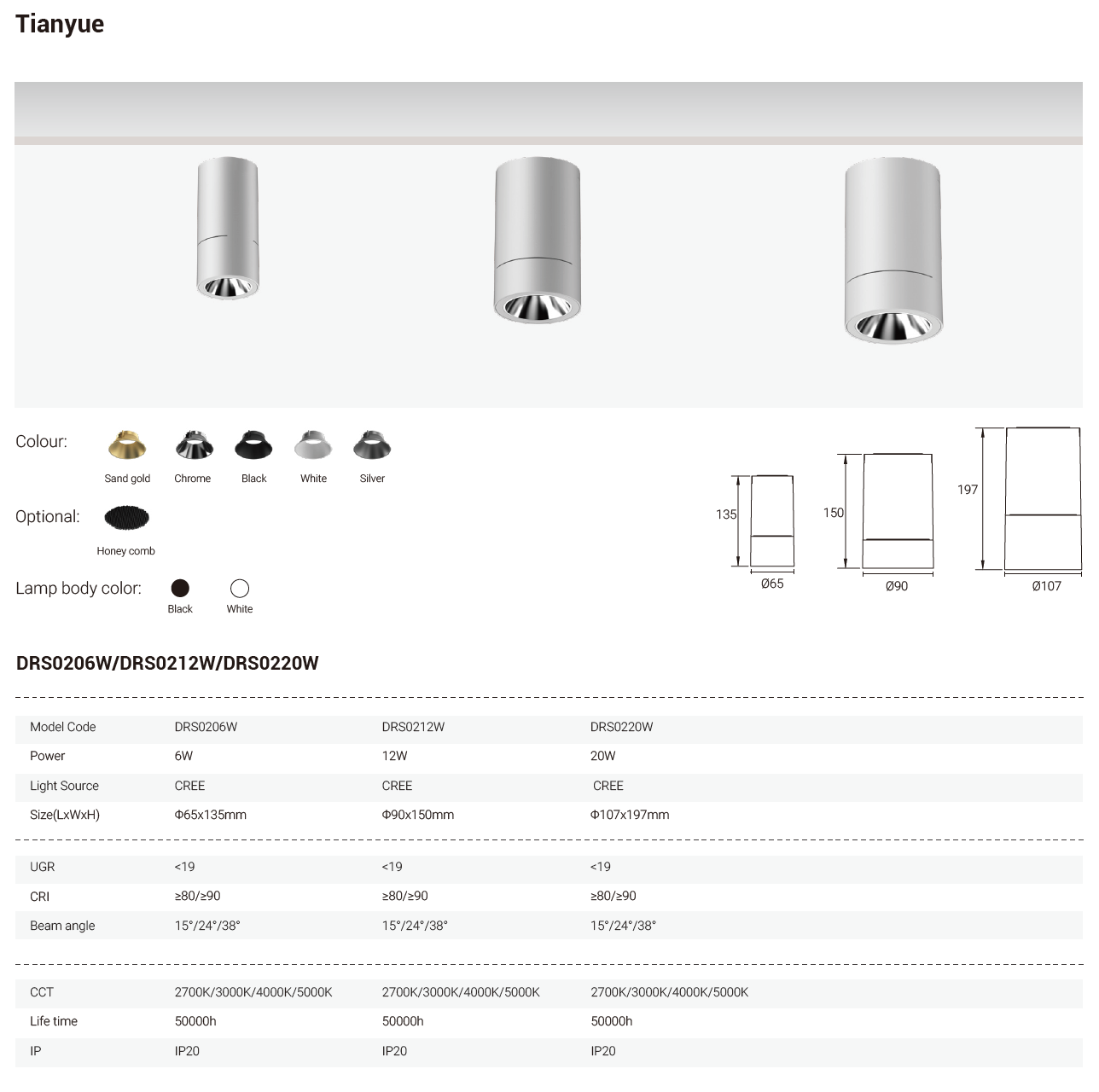Tianyue Series – Versatile Commercial Spotlights and Downlights Besty Home