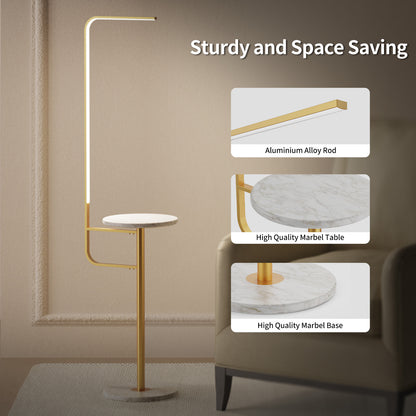 BESTY HOME Floor Lamp with Table, Modern Dimmable LED Standing Lamp for Living Room with Remote Control - 155CM