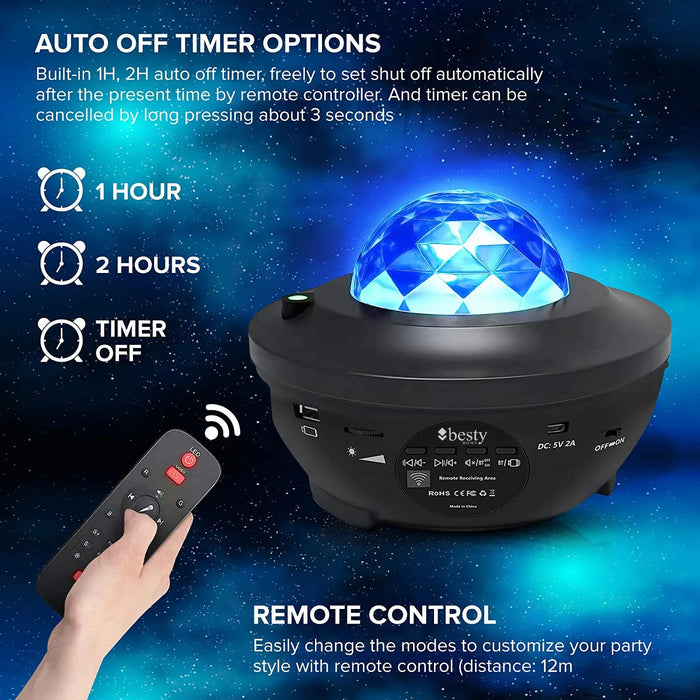 Bluetooth Night Light Starry Galaxy Projector BESTY HOME